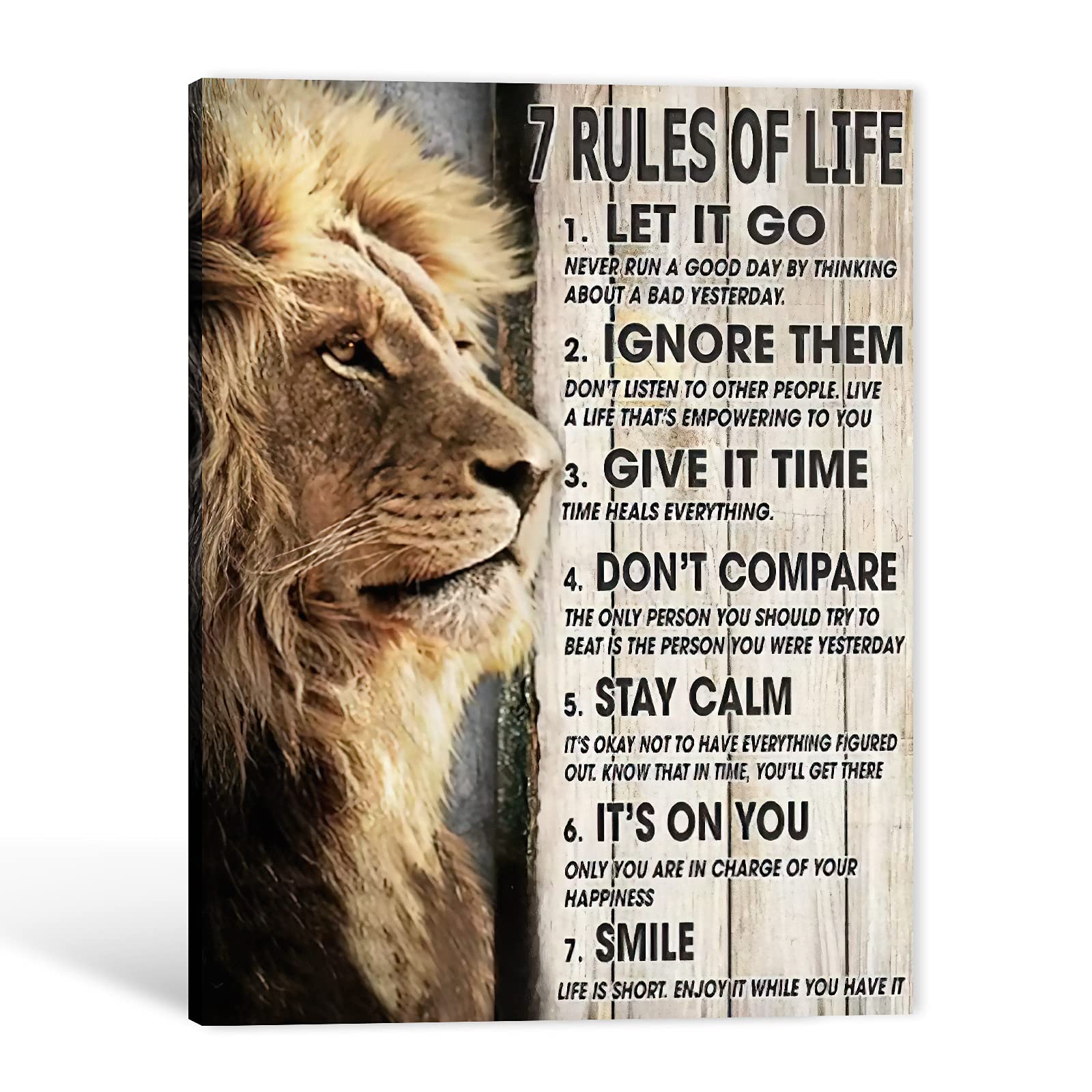 Inspirational Wall Art with Motivational Quotes - Lion Canvas Framed Artwork for Home & Office Decor (28x40 Inches) - Perfect for Living Room, Bedroom, Workspace Motivation