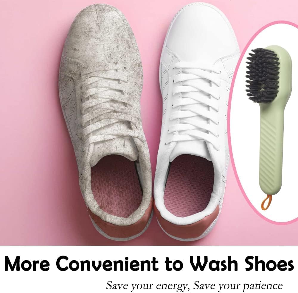 Multifunctional Liquid Shoe Brush with Soap Dispenser - Long Handle Press-Type Cleaner with Refillable Liquid Cartridge (Pack of 1) - Perfect for Sneakers, Boots & Leather Shoes Cleaning at Home or On-The-Go