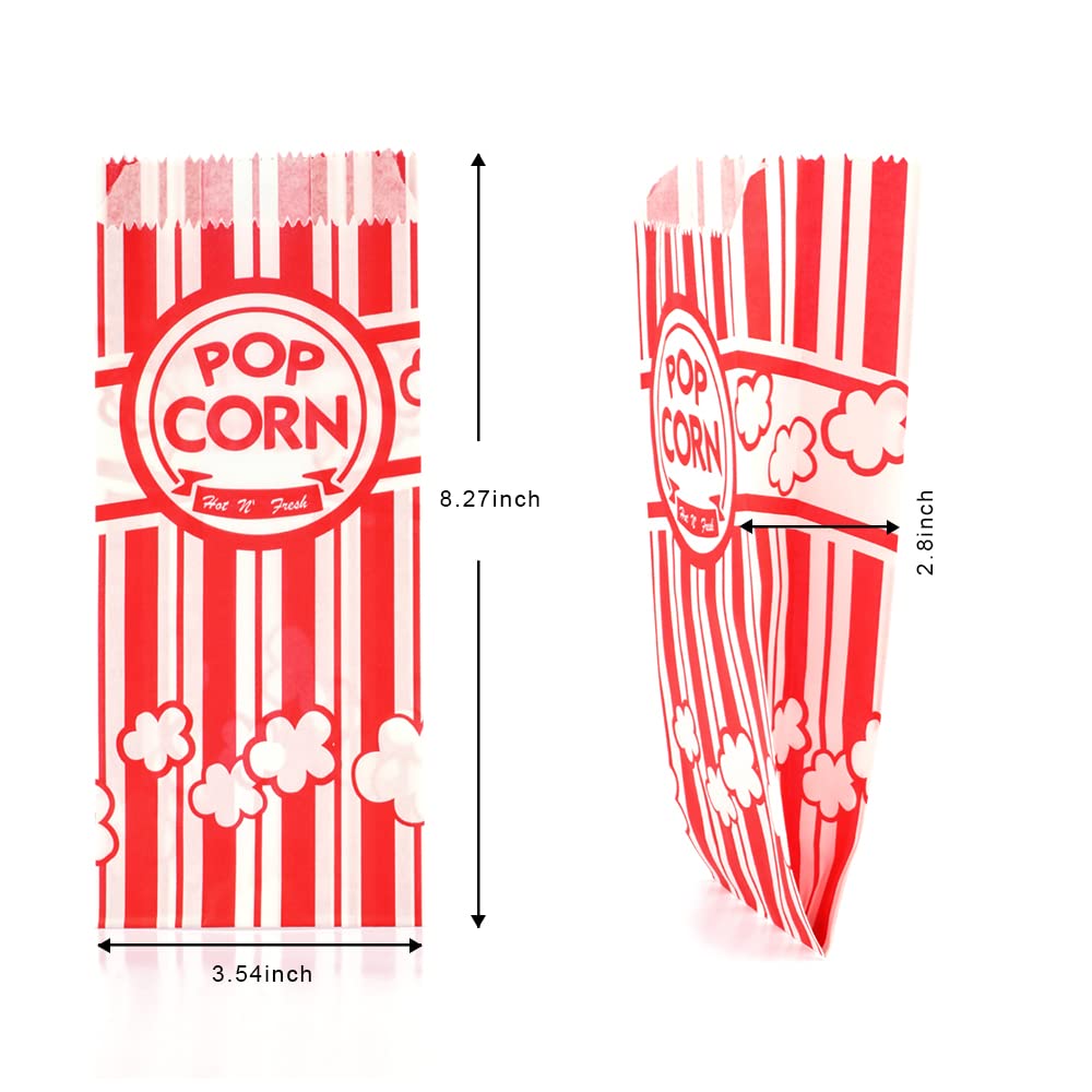 200 Pcs 1 OZ Red and White Popcorn Bags Bulk - Small Individual Serving Popcorn Bags for Movie Night, Theater Snacks, Carnival Party Favors, Home Decorations and Concession Stands