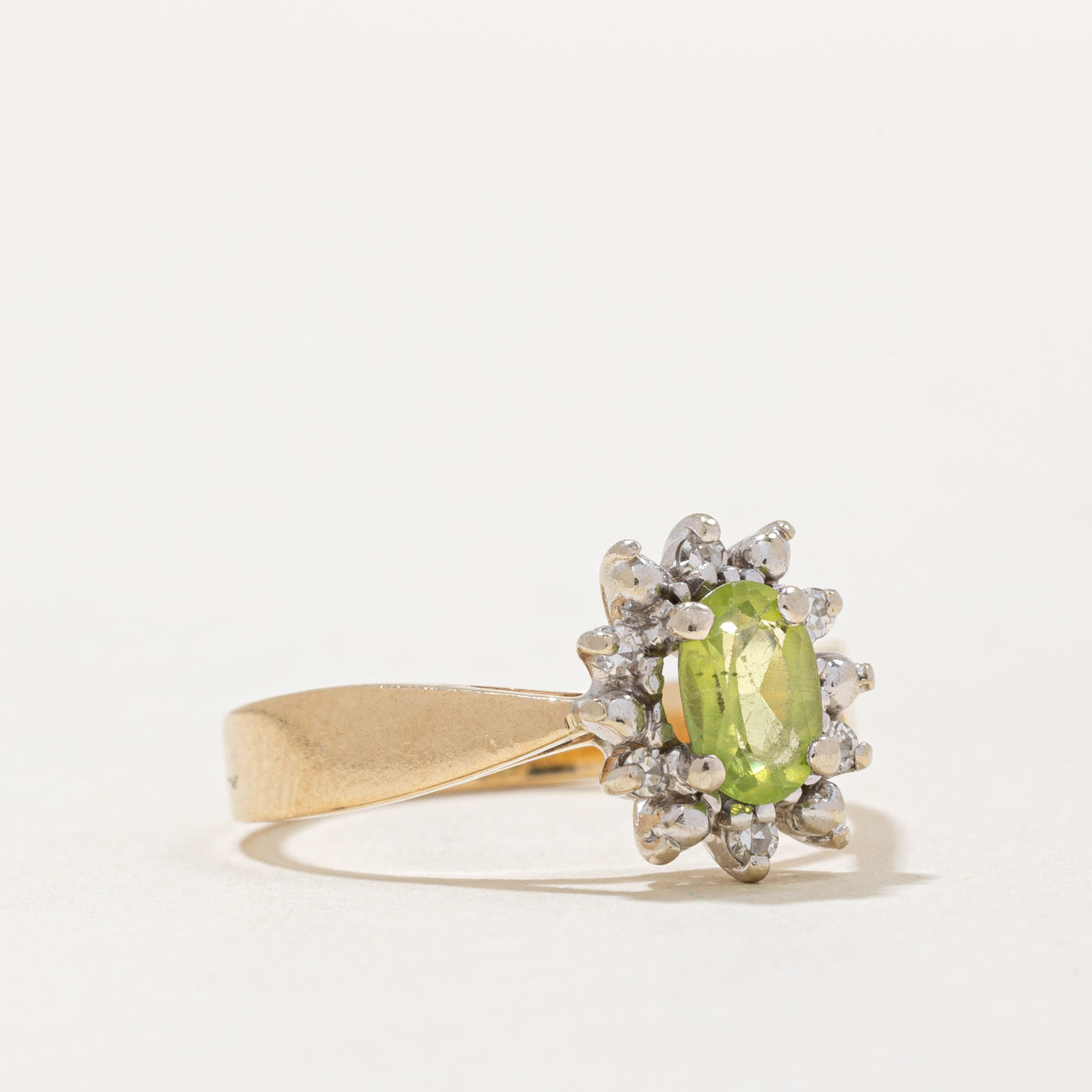 Peridot & Diamond Halo Ring - 0.40ct Genuine Peridot with 0.06ctw Diamond Accents - Size 6.25 - Elegant Birthstone Jewelry for August, Perfect for Engagement, Anniversary & Special Occasion Gifts