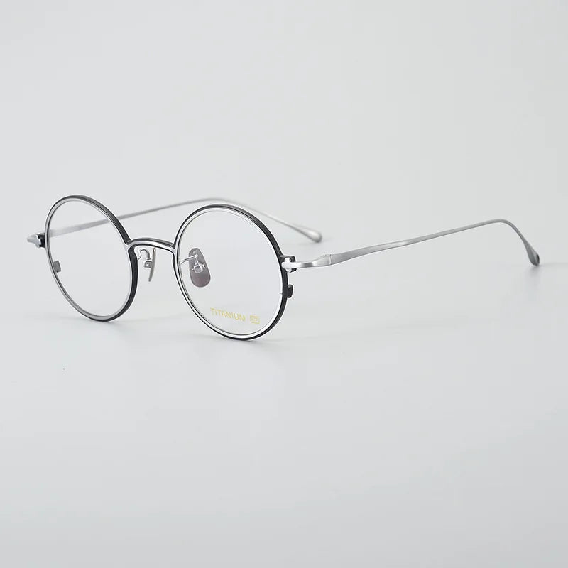 Stylish Unisex Black Titanium Round Eyeglasses - Full Rim Lightweight Frame for Men & Women - Perfect for Reading, Work, and Everyday Fashion