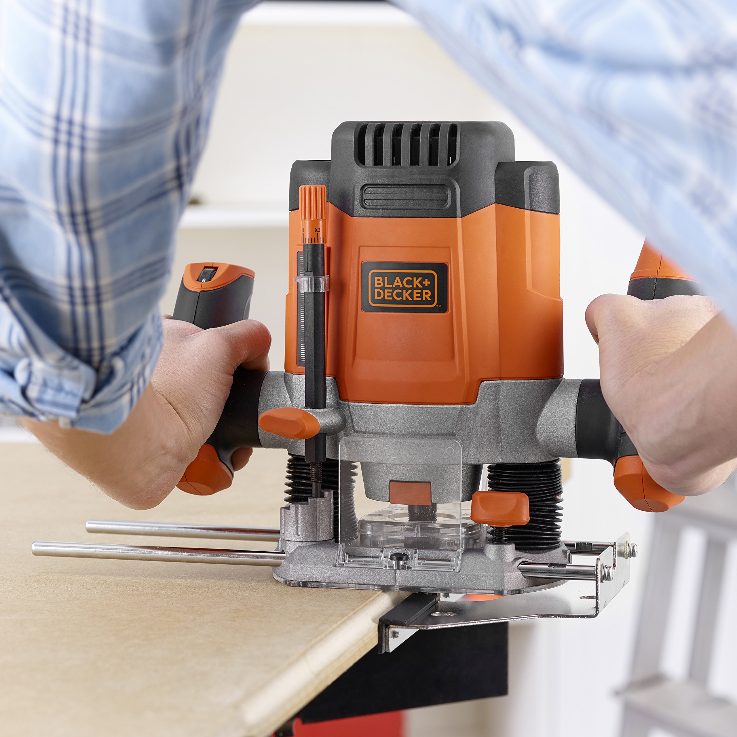 BLACK + DECKER KW1200EKA-QS 1200W Milling Machine with Accessories & Carrying Case - Powerful 1.2KW Electric Mill for Woodworking, Metal Cutting & DIY Projects - Orange Power Tool for Home Workshop & Professional Use