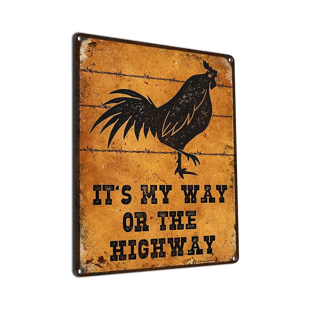 8.5 x 11.5 Inch Rustic Aluminum Rooster Sign - Farmhouse Decor for Kitchen, Coop & Garage - Perfect Gift for Farmers, Ranchers & Chicken Lovers - AL-0912-RK3224-SP | Ideal for Country Homes, 4-H Clubs & Western Themed Spaces