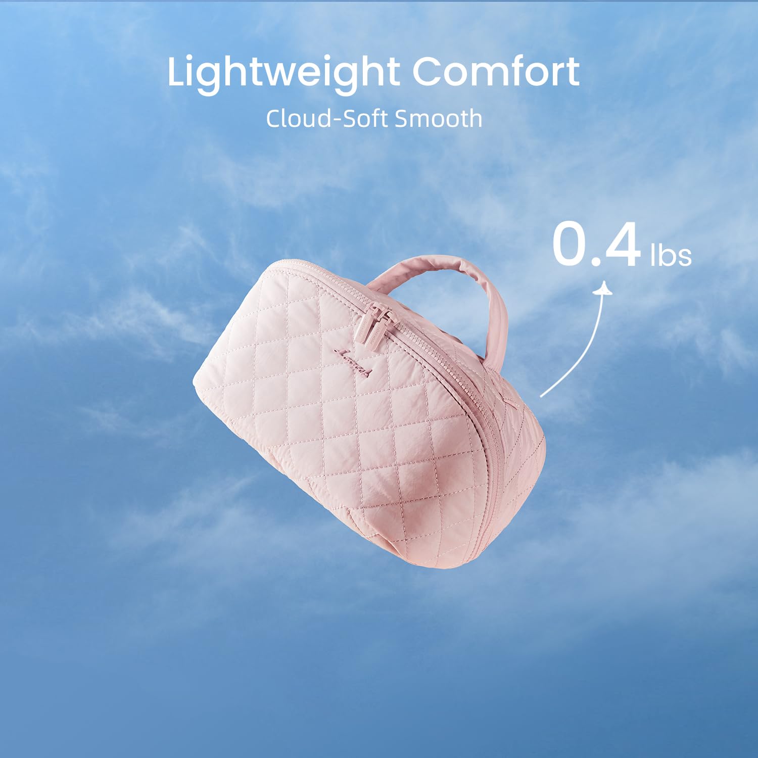 LOVEVOOK 2Pcs Puffer Waterproof Travel Makeup Bag Set for Women - Large Capacity Cosmetic Organizer with Divider & Handle, Open Flat Toiletry Pouch - Perfect Gift for Her (Pink) | Ideal for Travel, Gym, Vacation & Daily Beauty Storage
