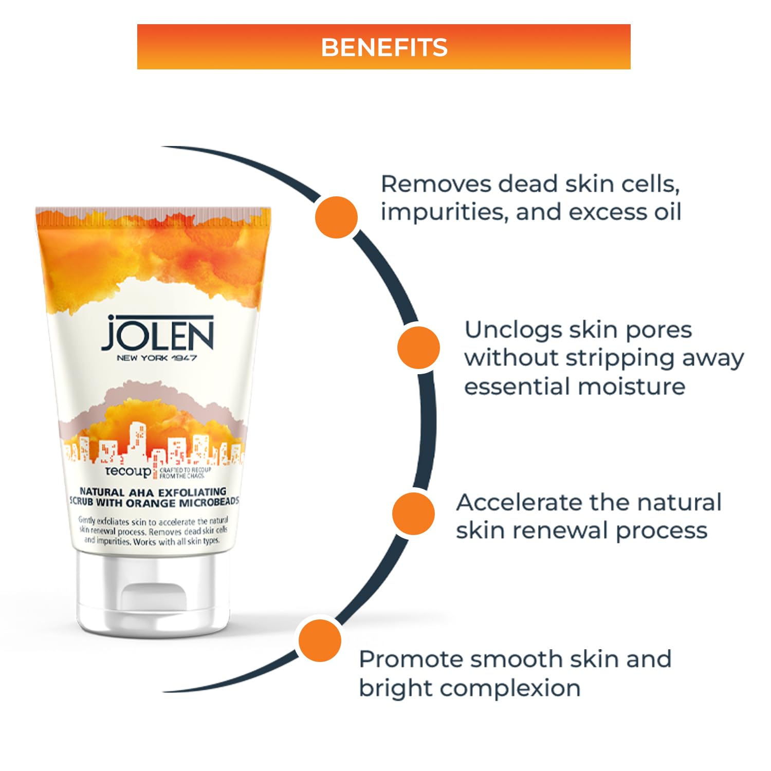 Jolen New York Natural AHA Exfoliating Scrub 100ml & Face + Body Lotion 180ml - Combo Pack for Smooth Skin | Exfoliating & Moisturizing Skincare Set for Face & Body | Perfect for Daily Skincare Routine & Spa Day at Home