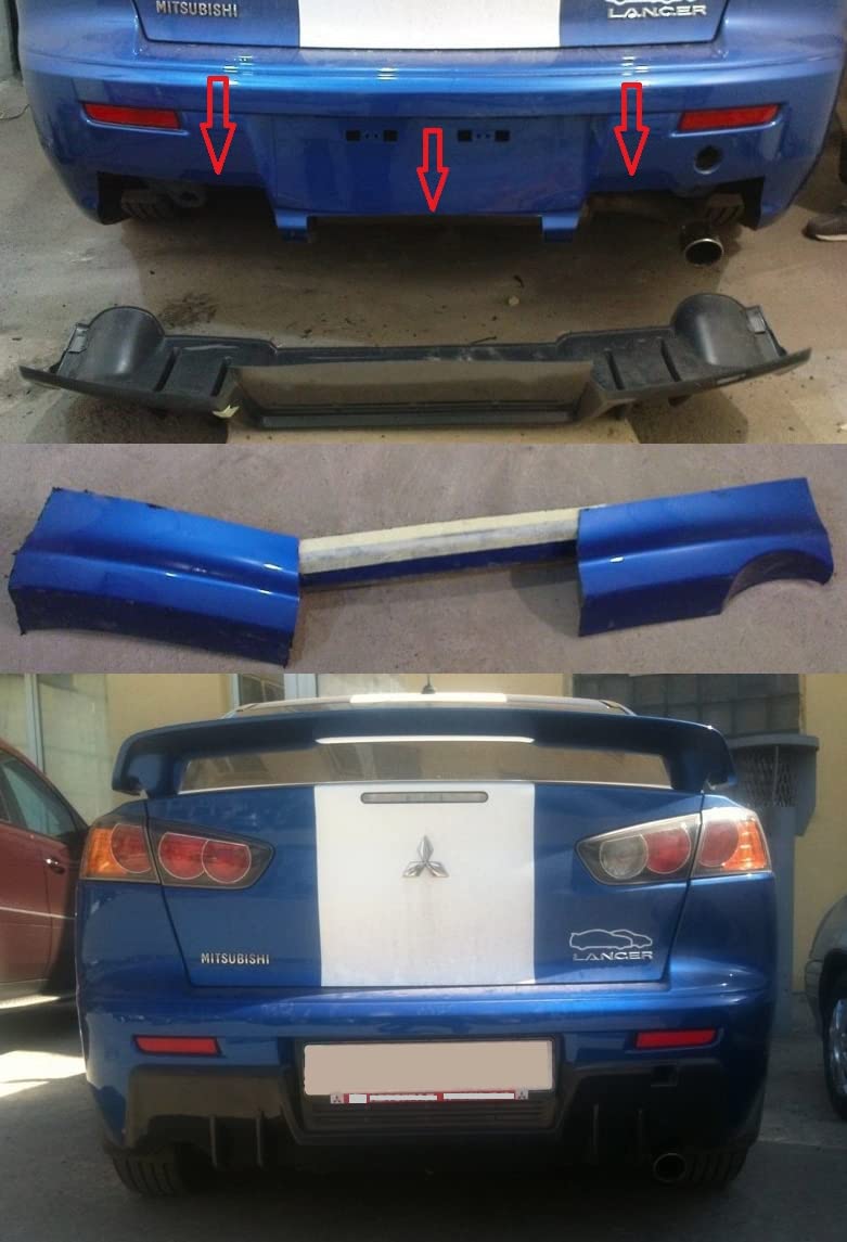 Mitsubishi Lancer X Rear Evo Style Diffuser 2007-2017 - Carbon Fiber Rear Bumper Lip Spoiler (Part #101053) | Enhances Aerodynamics & Sporty Look for Street Racing & Car Shows