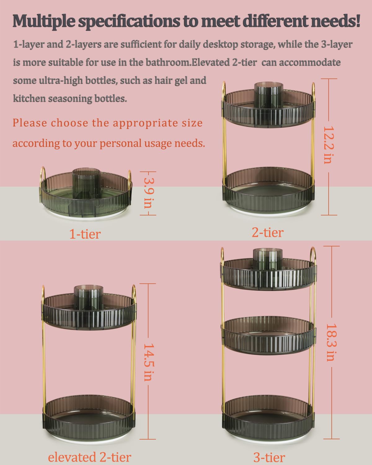 360° Rotating Makeup Organizer | Bathroom Counter & Skincare Storage | Compact Rotary Cosmetic Organizer for Vanity, Dresser, and Travel Use