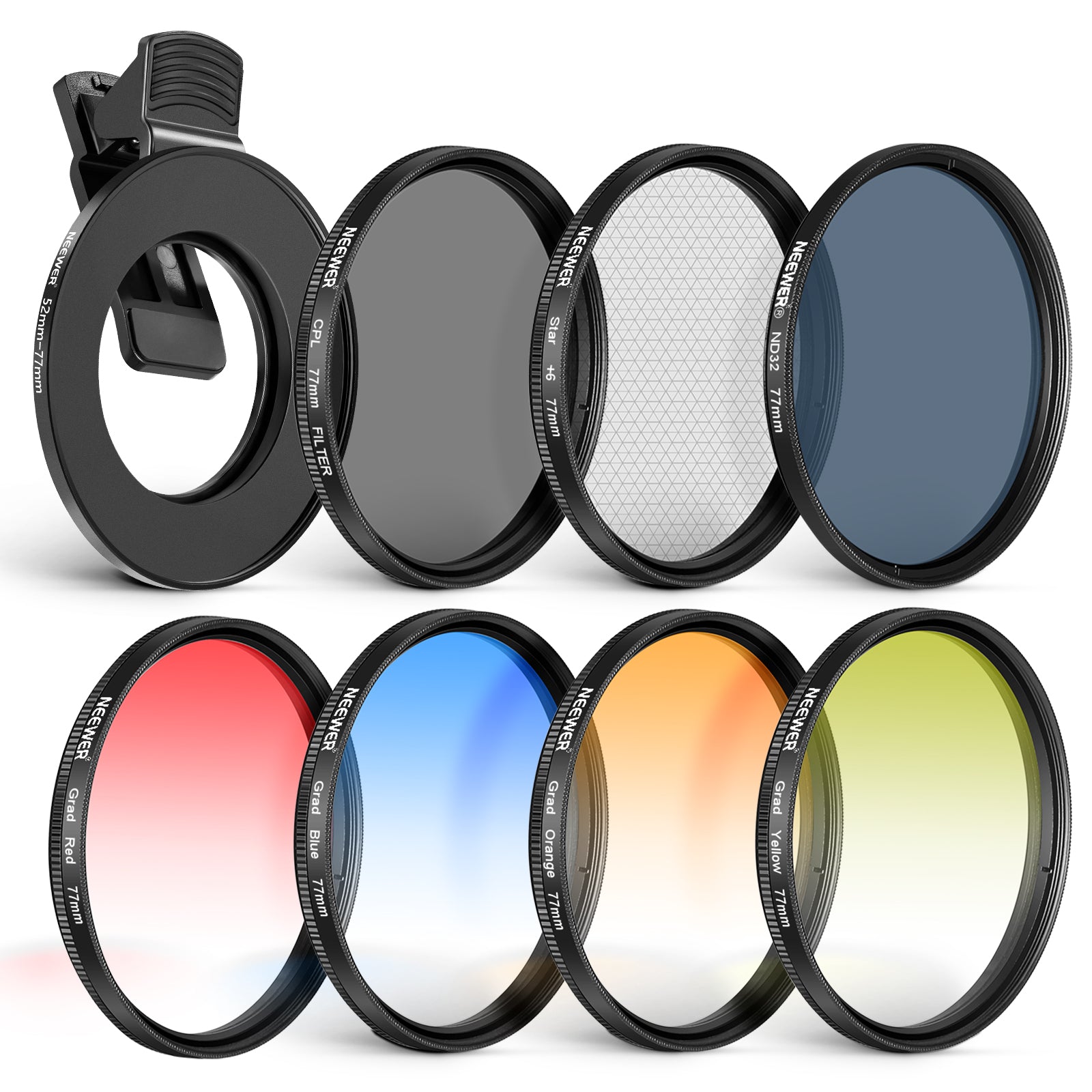 NEEWER Clip-On Camera Lens Filters Kit for iPhone, Android Smartphones & DSLR Cameras - Enhance Photos & Videos for Social Media, Vlogging, and Professional Photography