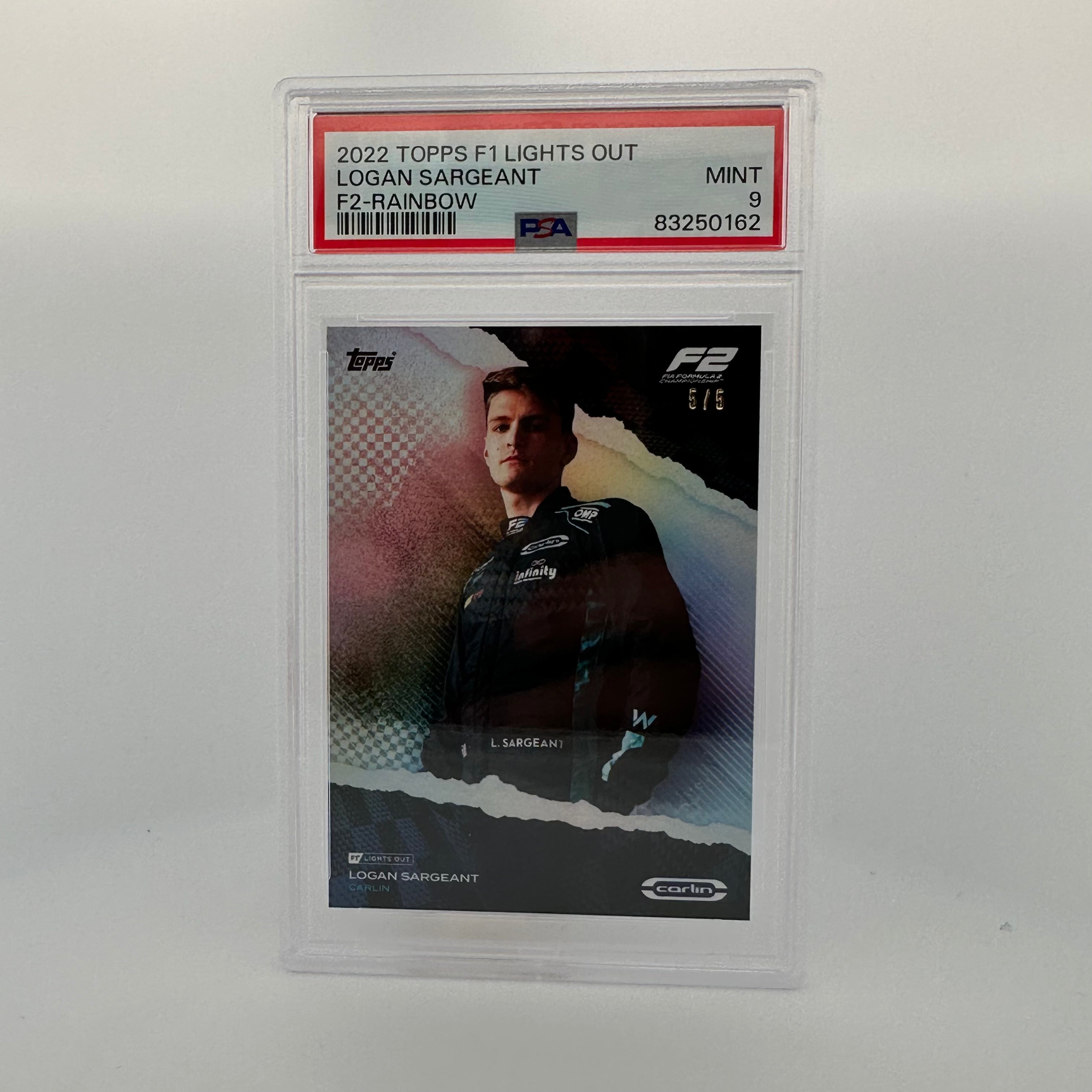 PSA 9 Logan Sargeant F2 Rainbow Trading Card - Rare Collectible for Sports Memorabilia & Racing Fans - Perfect for Display, Trading, and Investment