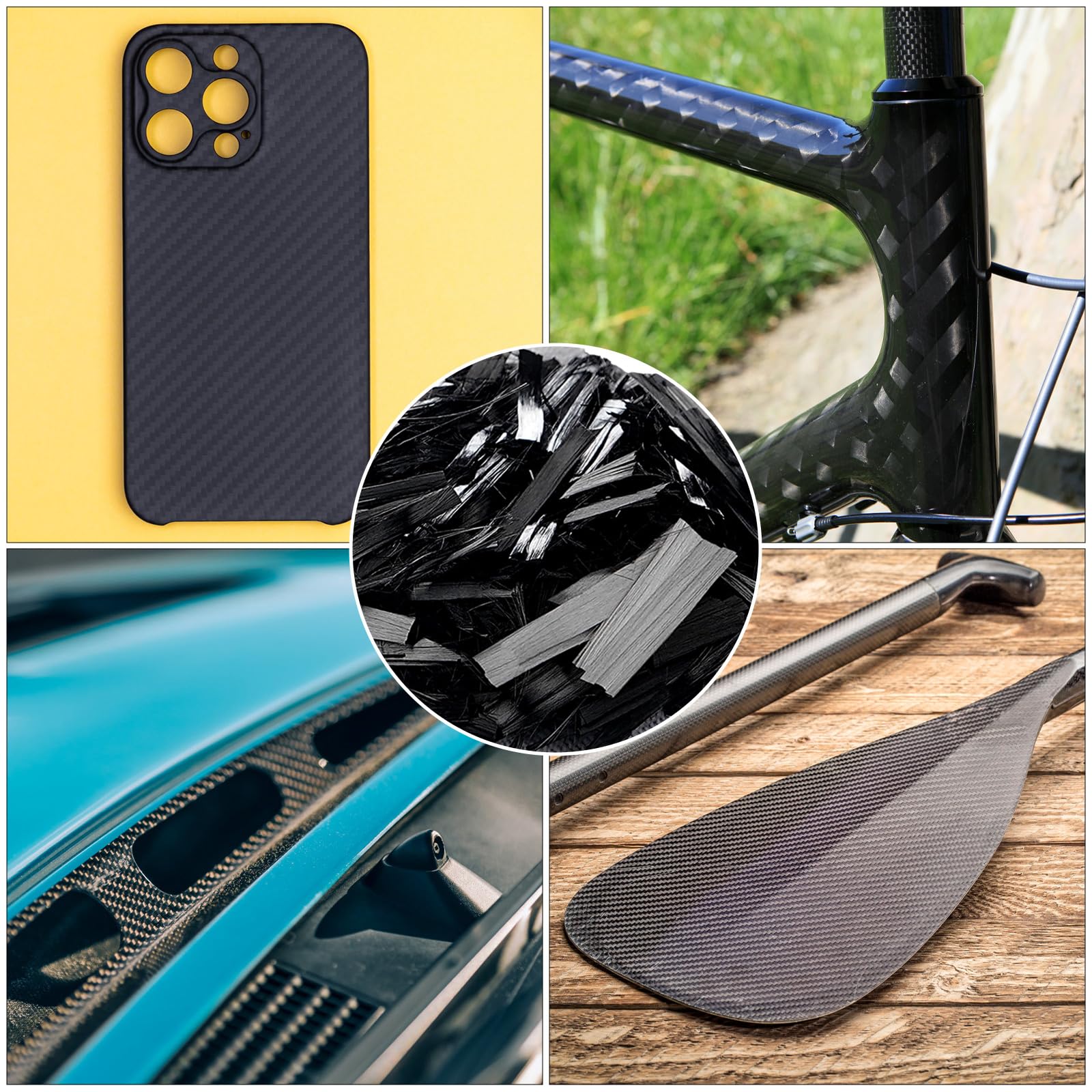 1 Inch Chopped Carbon Fiber Flakes Kit - High Strength Forged Carbon Fiber Chips (1lb) for DIY Projects, Resin Casting & Automotive Repair