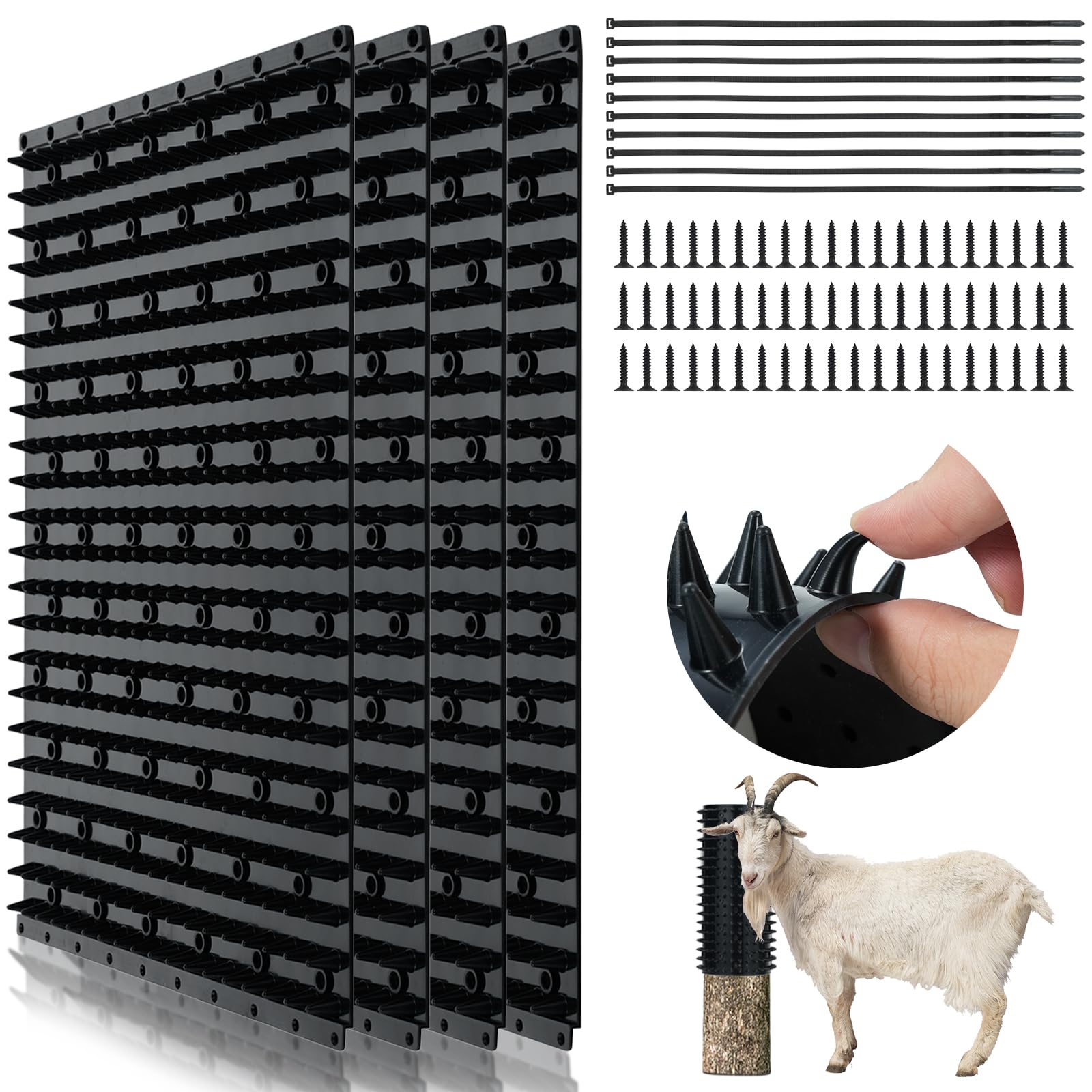 Premium Silicone Massage & Scratching Pad Set for Horses & Cows - 4-Piece Full Body Anti-Itch Grooming Kit | Soft Massage Pads for Animal Comfort & Skin Care | Ideal for Barn, Stable & Pasture Use