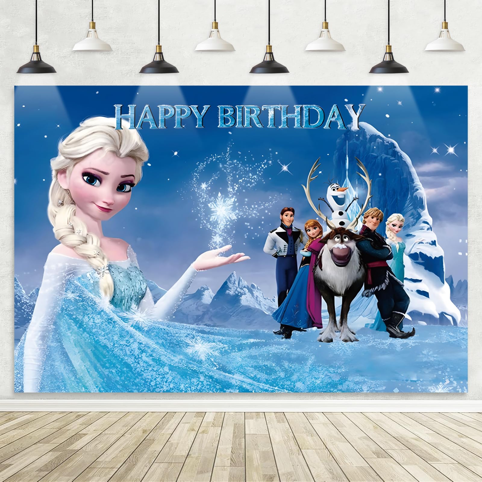 5x3FT Frozen Themed Photography Backdrop - Princess Birthday Party Decorations, Elsa Happy Birthday Banner Background for Kids, Boys & Girls | Perfect for Birthday Parties, Photo Shoots, and Themed Events