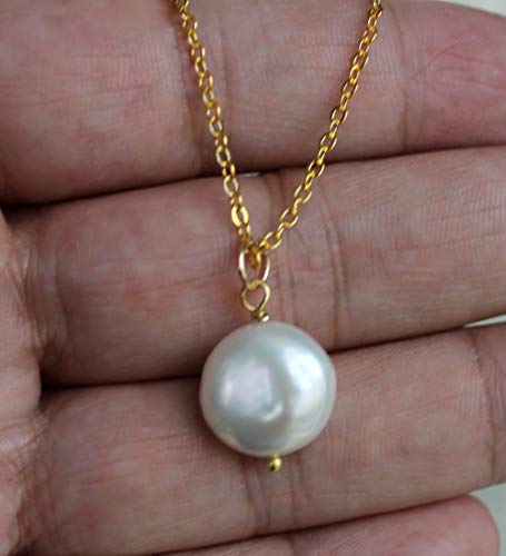 Handmade Natural Cultured Freshwater Coin Baroque Pearls Necklace & Bracelet Set - Elegant Bridal Jewelry for Weddings, Prom, Mothers Day & Special Occasions | Perfect Gift for Bride, Bridesmaids & Loved Ones