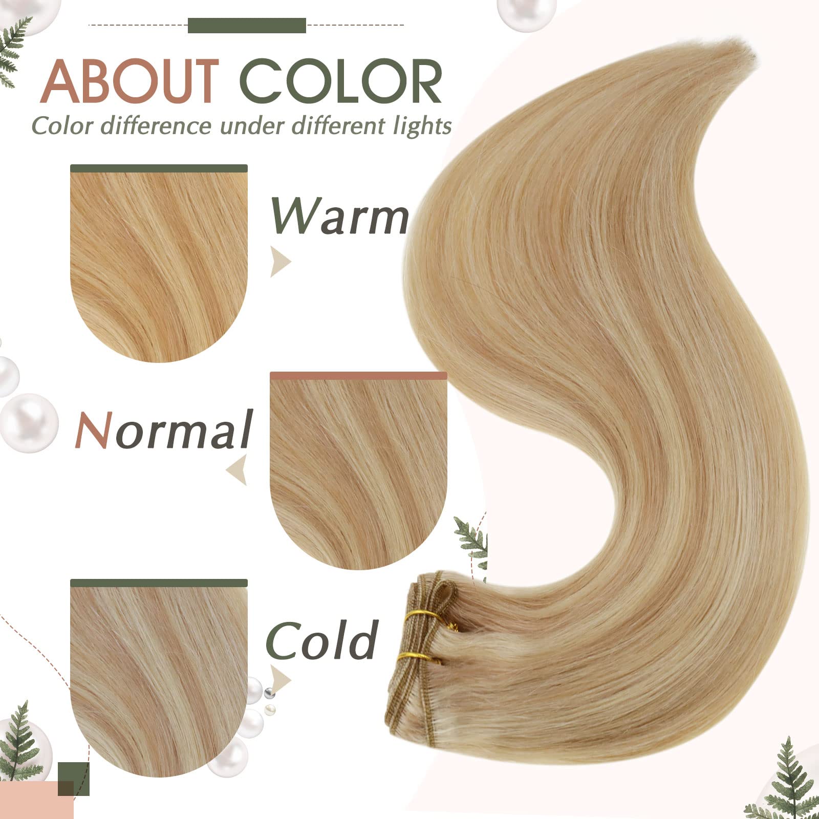 Dark Blonde to Golden Blonde Remy Human Hair Weft Extensions 14 Inch 100g - Premium Sew-in Hair Extensions for Full Head Volume | Perfect for Weddings, Parties & Daily Styling