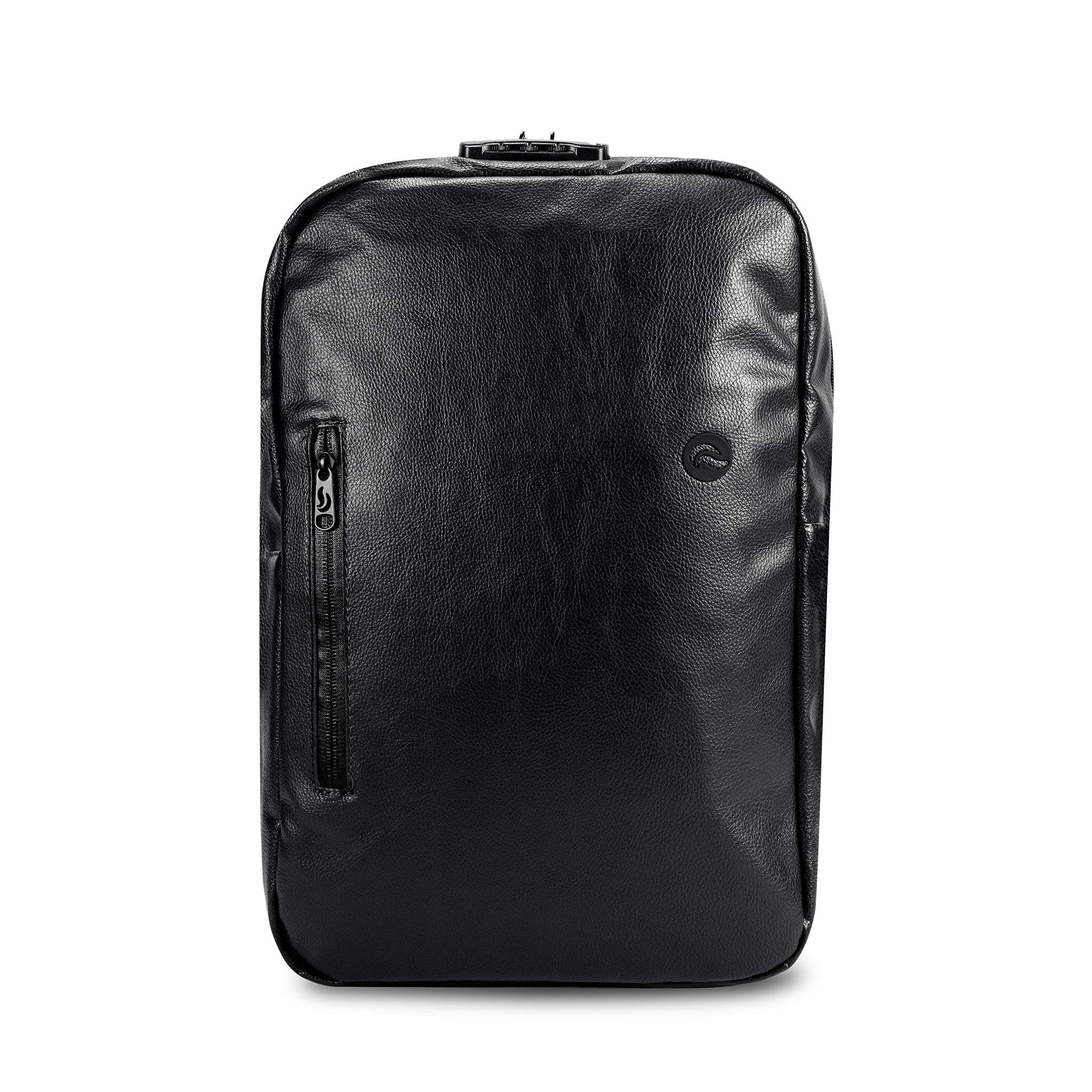 Skunk Elite Smell Proof Backpack - Odor Resistant Black Leather Backpack for Travel, Gym & Outdoor Activities | Durable & Stylish Storage Solution