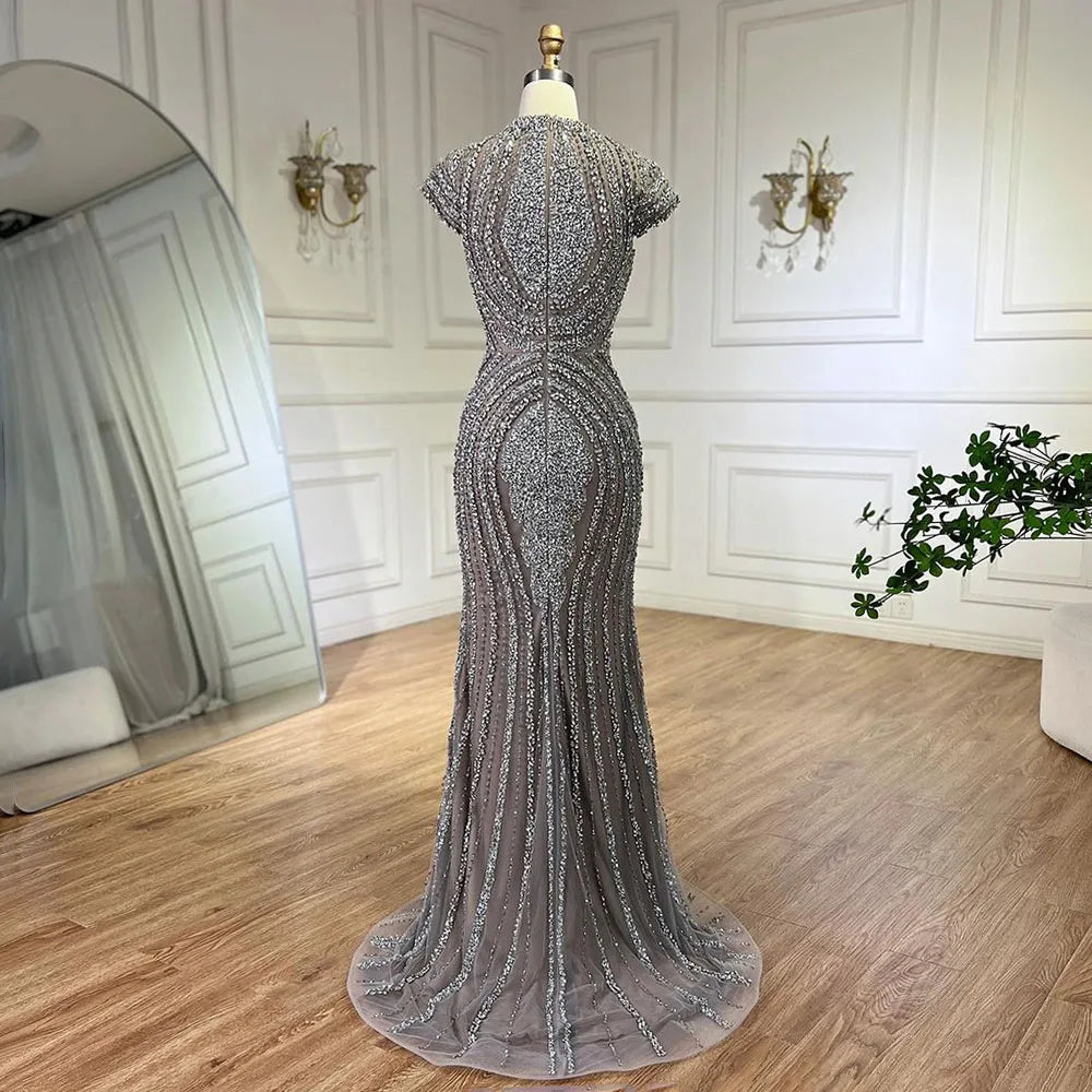 Luxury Designer Dubai Silver Nude Arabic Evening Dresses LA72344 - Elegant Formal Gowns for Weddings, Galas & Special Occasions