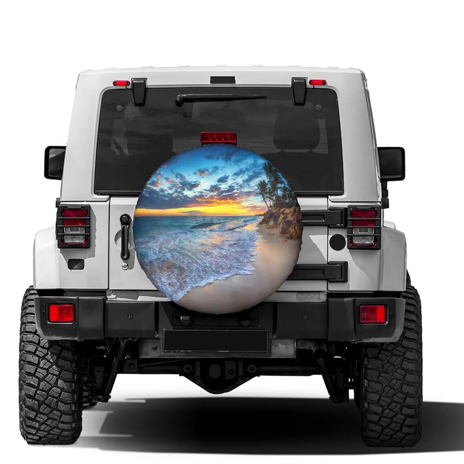 Sunrise Beach Spare Tire Cover - 17 Inch Dust-Proof Wheel Protector for Trailers, RVs, SUVs & Vehicles | Outdoor Travel Accessory for Camping & Road Trips