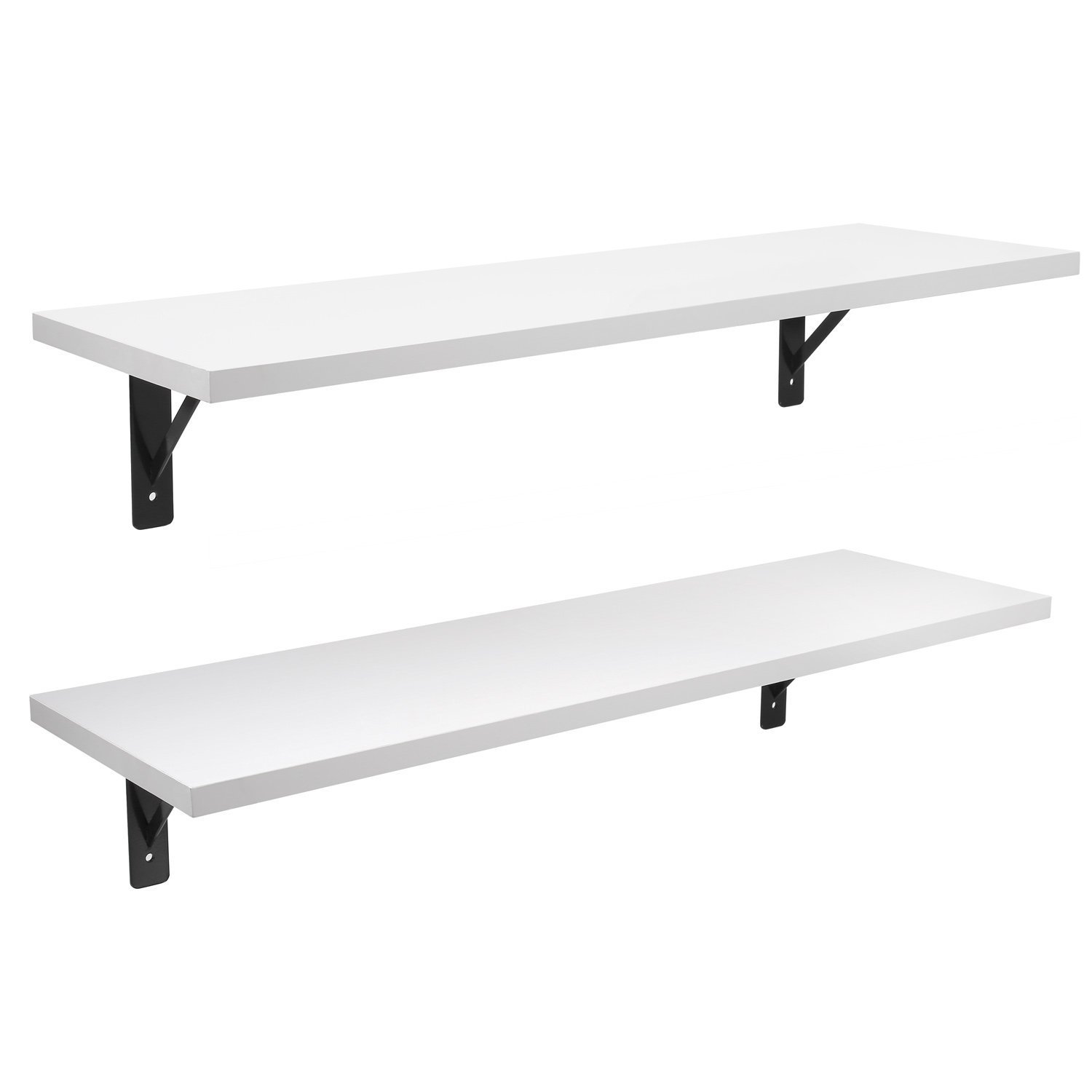 Floating Shelves Wall Mounted - Mytunes 2 Display Ledge Shelf with Bracket for Pictures, Frames & Home Decor - Modern White Wall Shelves for Living Room, Bedroom & Office Organization