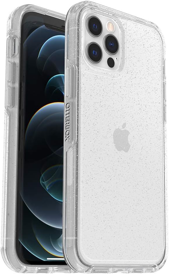 OtterBox Symmetry Series Case for iPhone 12 & iPhone 12 Pro - Stardust (Silver Flake/Clear) | Ultra-Sleek Protective Cover with Wireless Charging Compatibility & Raised Edges for Camera/Screen Protection | Perfect for Everyday Use, Travel & Outdoor Activities