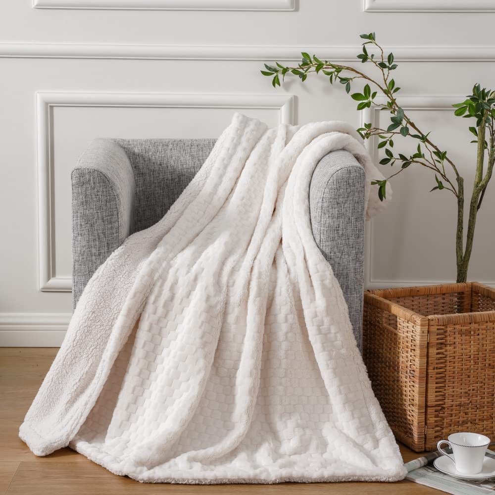Luxury Faux Rabbit Fur Throw Blanket - Ultra Soft & Cozy Plush Blanket for Couch, Bed, Chair - 50