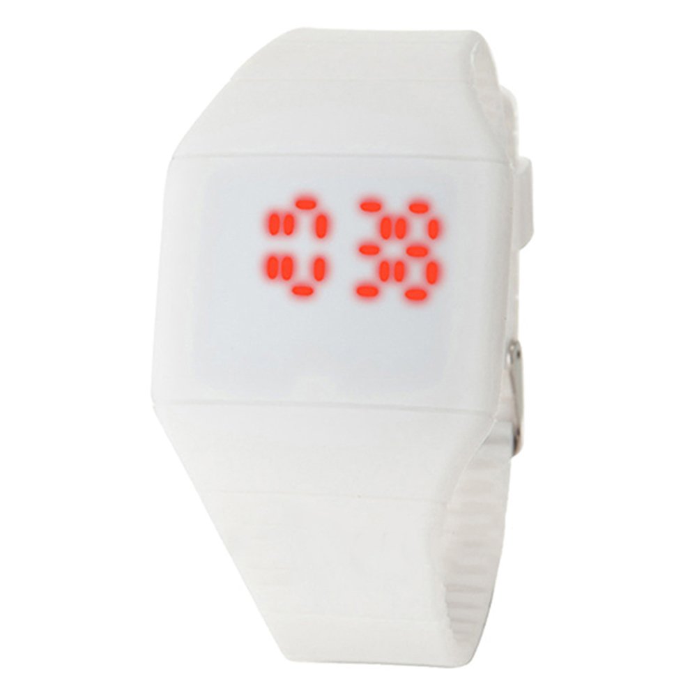 Ultra-Thin Touch Screen LED Sports Watch for Men & Women - White for Fitness & Daily Use