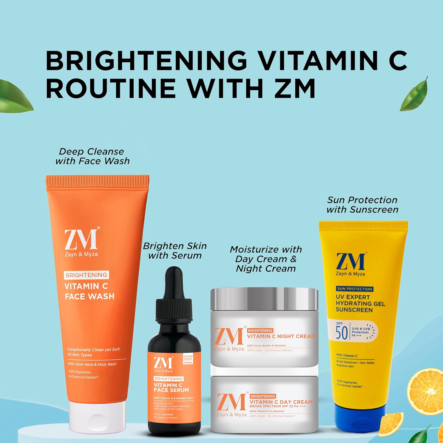 ZM Zayn & Myza Vitamin C Brightening Face Wash - 75ml | Gentle Cleanser for Glowing Skin | Perfect for Morning & Night Skincare Routine
