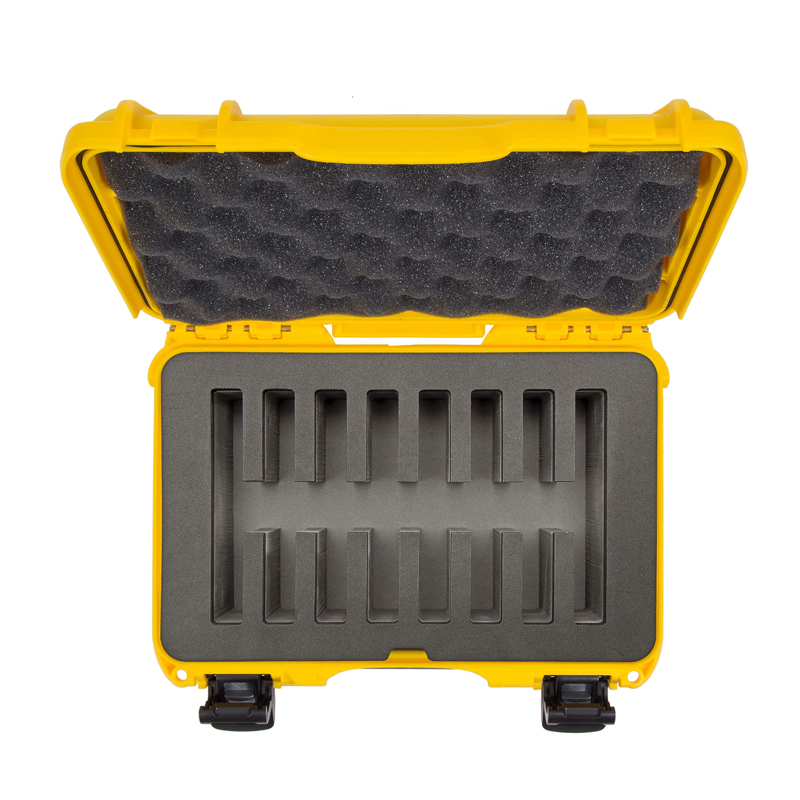 Nanuk 909 Waterproof Hard Case with Custom Foam Insert for 8 Pocket Knives - Heavy Duty Protective Storage for Camping, Hunting & Outdoor Gear (Yellow)