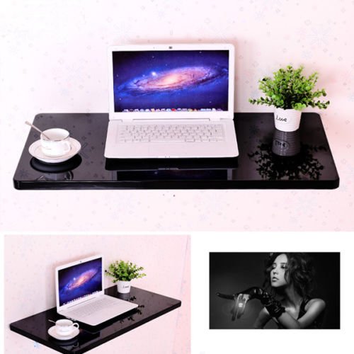 Premium Black Wall-Mounted Floating Folding Desk for Home Office - Space-Saving Computer Workstation (Perfect for Small Spaces, Apartments & Remote Work)