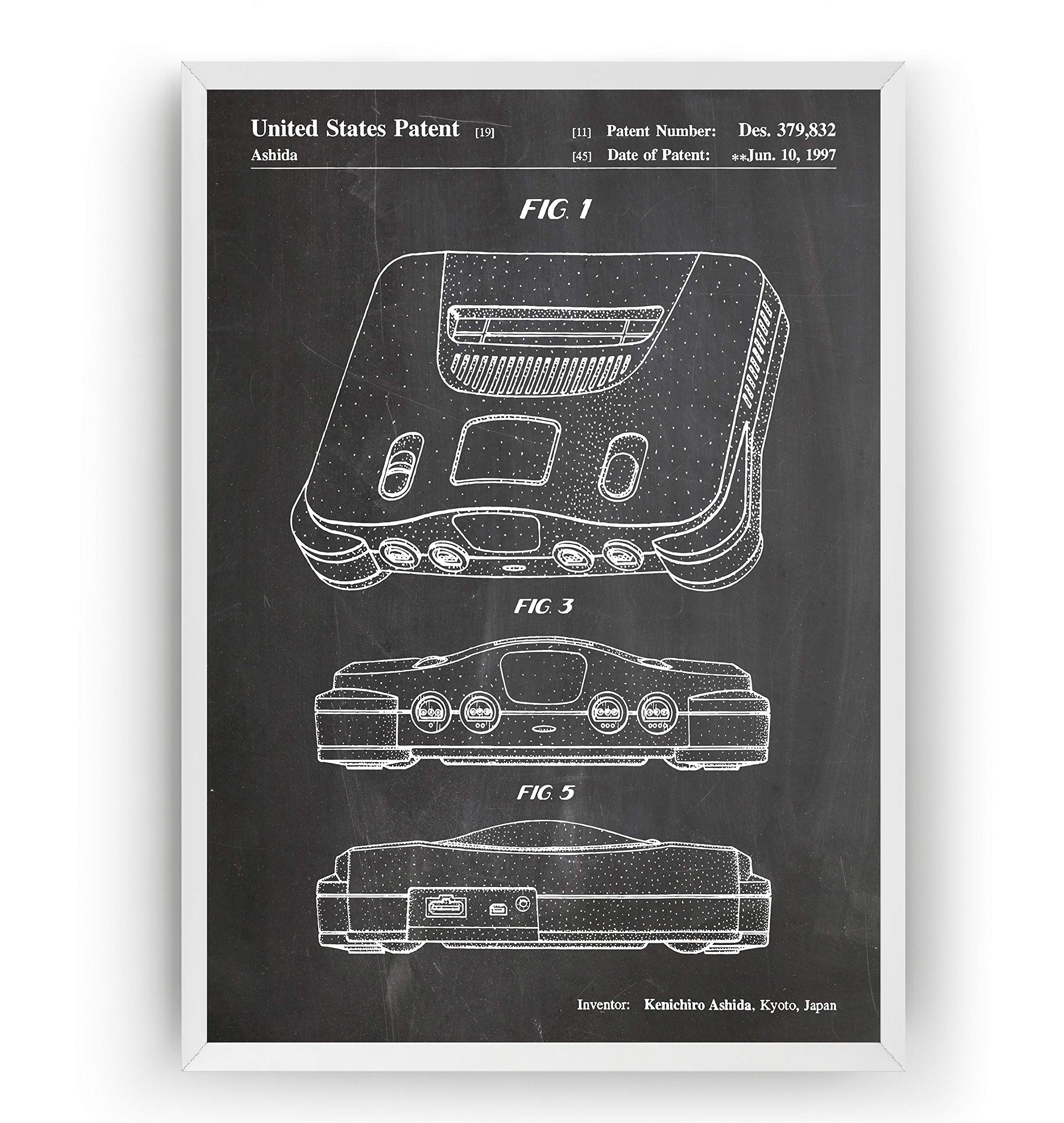 N64 1997 Patent Print - Vintage Gaming Blueprint Poster for Gamers Room Decor - Giclee Art Wall Hanging Gift (Frame Not Included) - Perfect for Retro Gaming Themed Bedrooms, Offices & Man Caves
