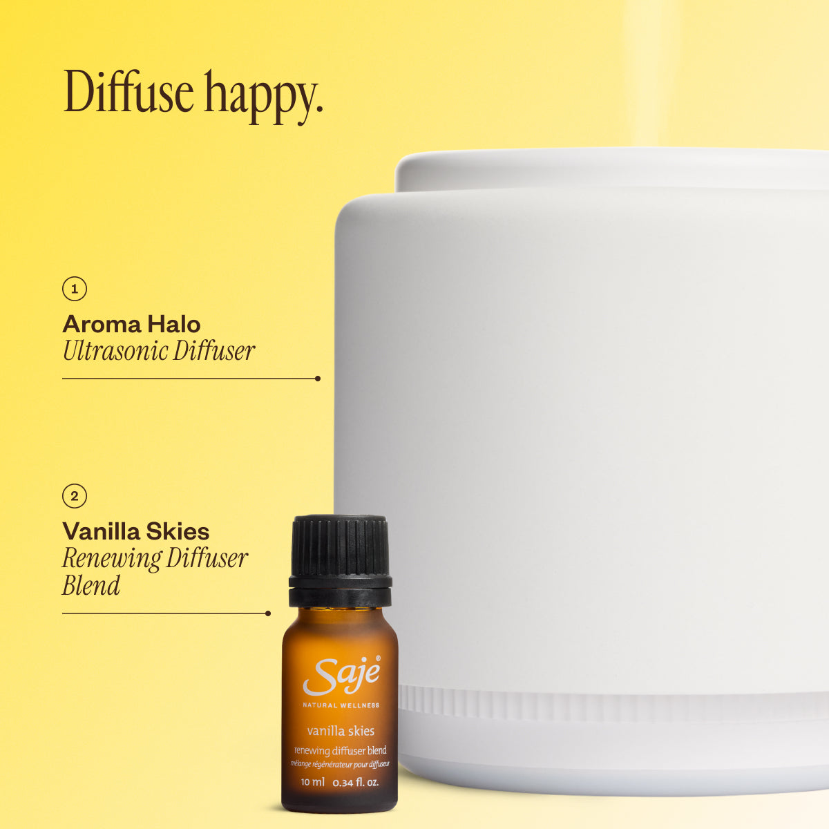 Aroma Halo & Vanilla Skies Essential Oil Diffuser - Premium Home Aromatherapy for Relaxation & Stress Relief | Perfect for Bedroom, Yoga & Meditation Spaces