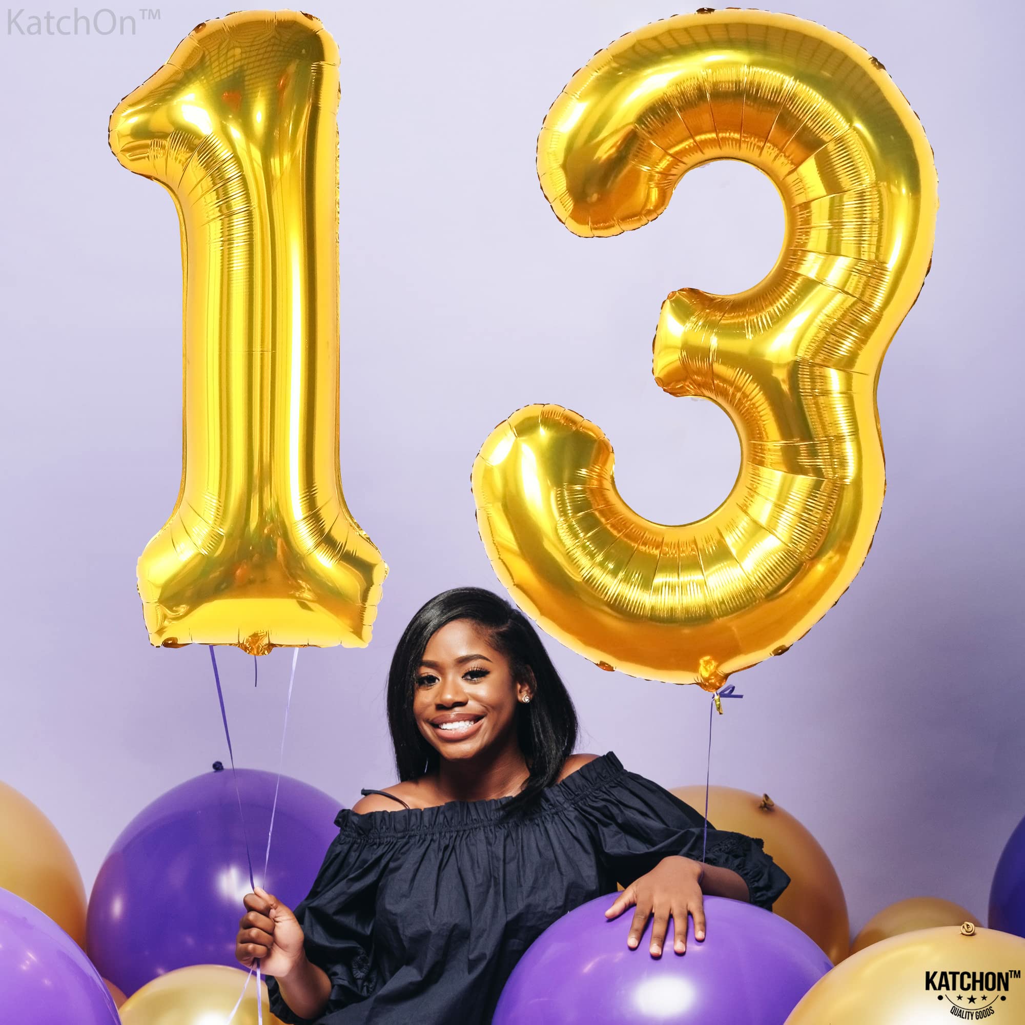 KatchOn 40 Inch Giant Gold 13 Balloon Numbers - Large 13th Birthday Decorations for Boys & Girls, Anniversary Party Supplies | Perfect for Birthday Parties, Anniversaries, and Special Events