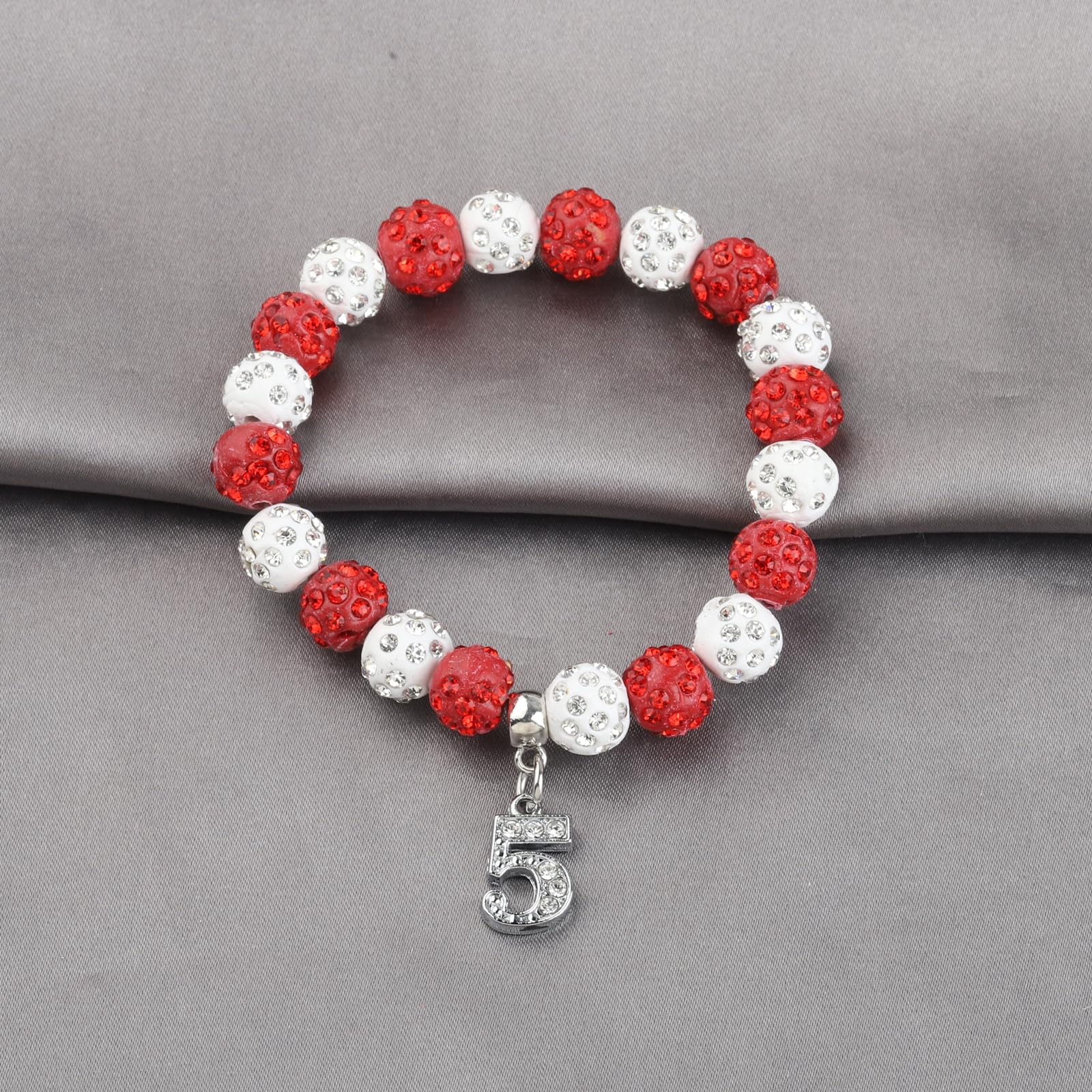 POTIY Red Sorority Gift Beaded Bracelet with Rhinestone Numbers - Graduation Gift for Women, Sisters, Best Friends | Perfect for Sorority Events, Graduation Parties & Sisterhood Celebrations