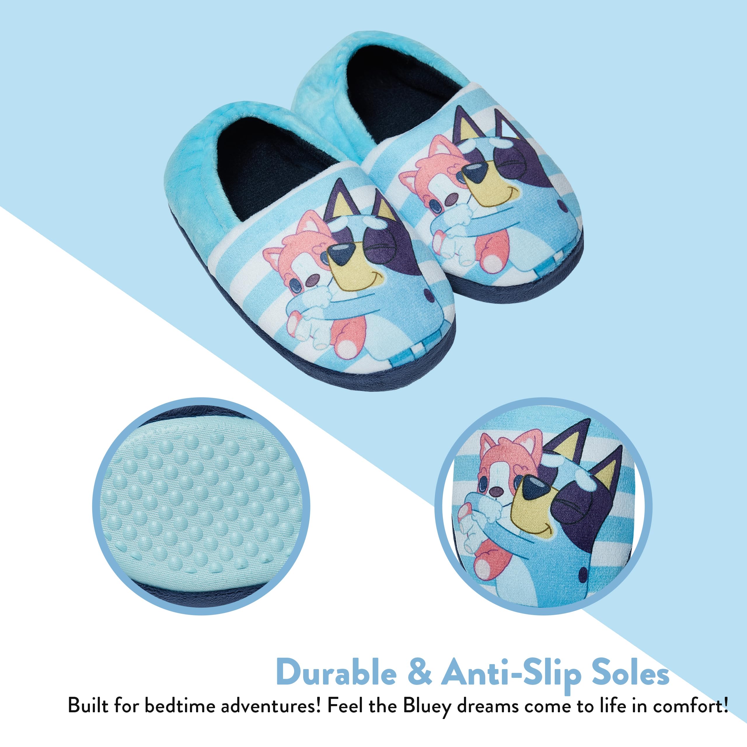 Bluey Slippers for Boys - Soft & Comfortable Kids House Shoes with Non-Slip Sole - Perfect for Indoor Play, Lounge & Cartoon Character Fans