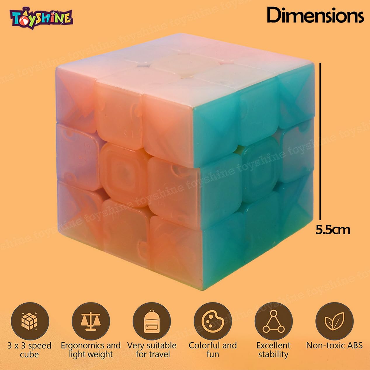 Toyshine Qiyi 3x3 Jelly Speed Cube - Stickerless Magic Puzzle Cube for Kids & Adults - Brain Teaser Toy Gift for Stress Relief & Mental Exercise - Perfect for Office, Classroom, and Family Game Night