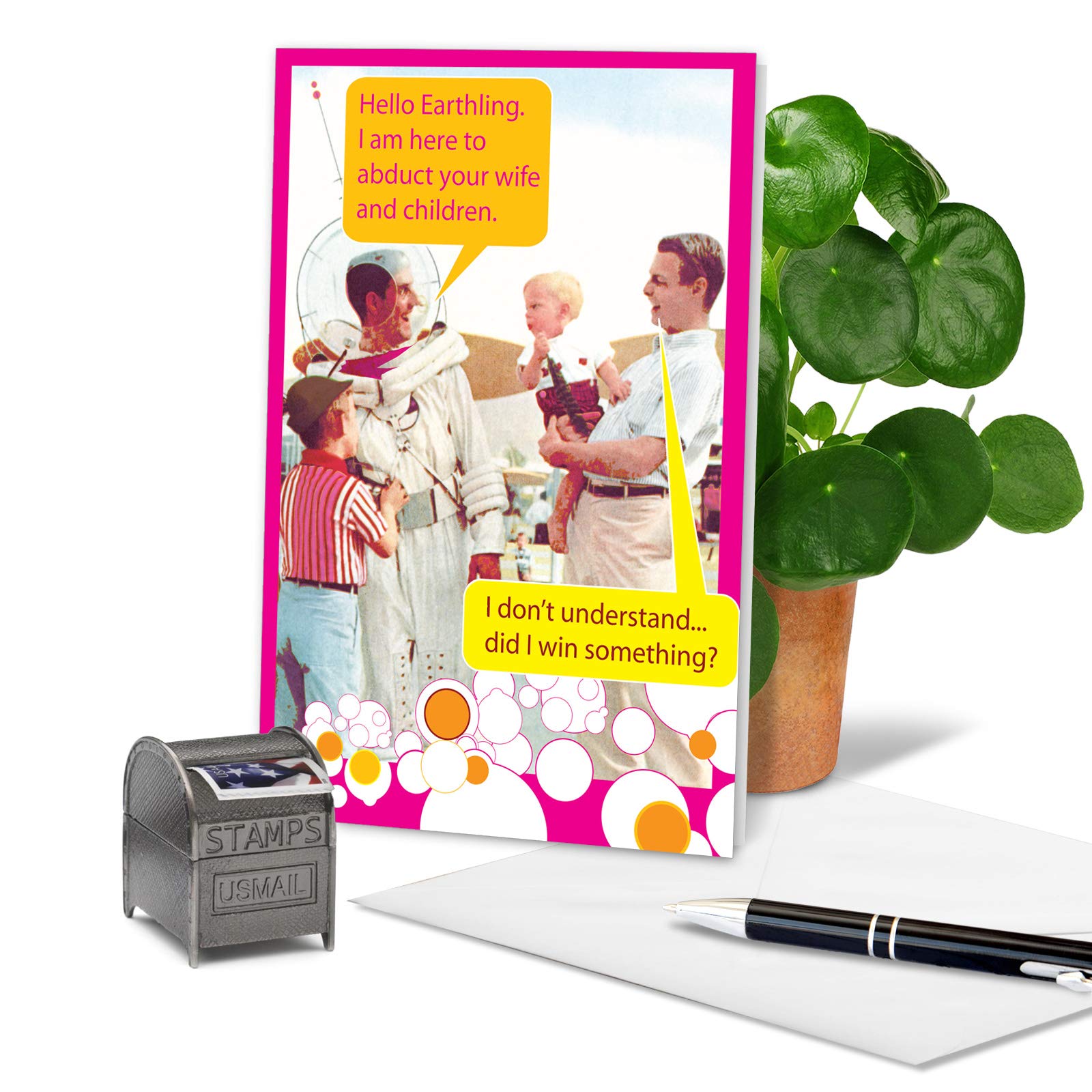 Funny Father's Day Card - Humorous Dad Greeting Card from Son or Daughter - Perfect for Dad, Pa, Pop, Daddy & Stepfather - Includes Envelope - Moon Man Design 0195 - Great for Birthdays, Father's Day Gifts & Special Occasions