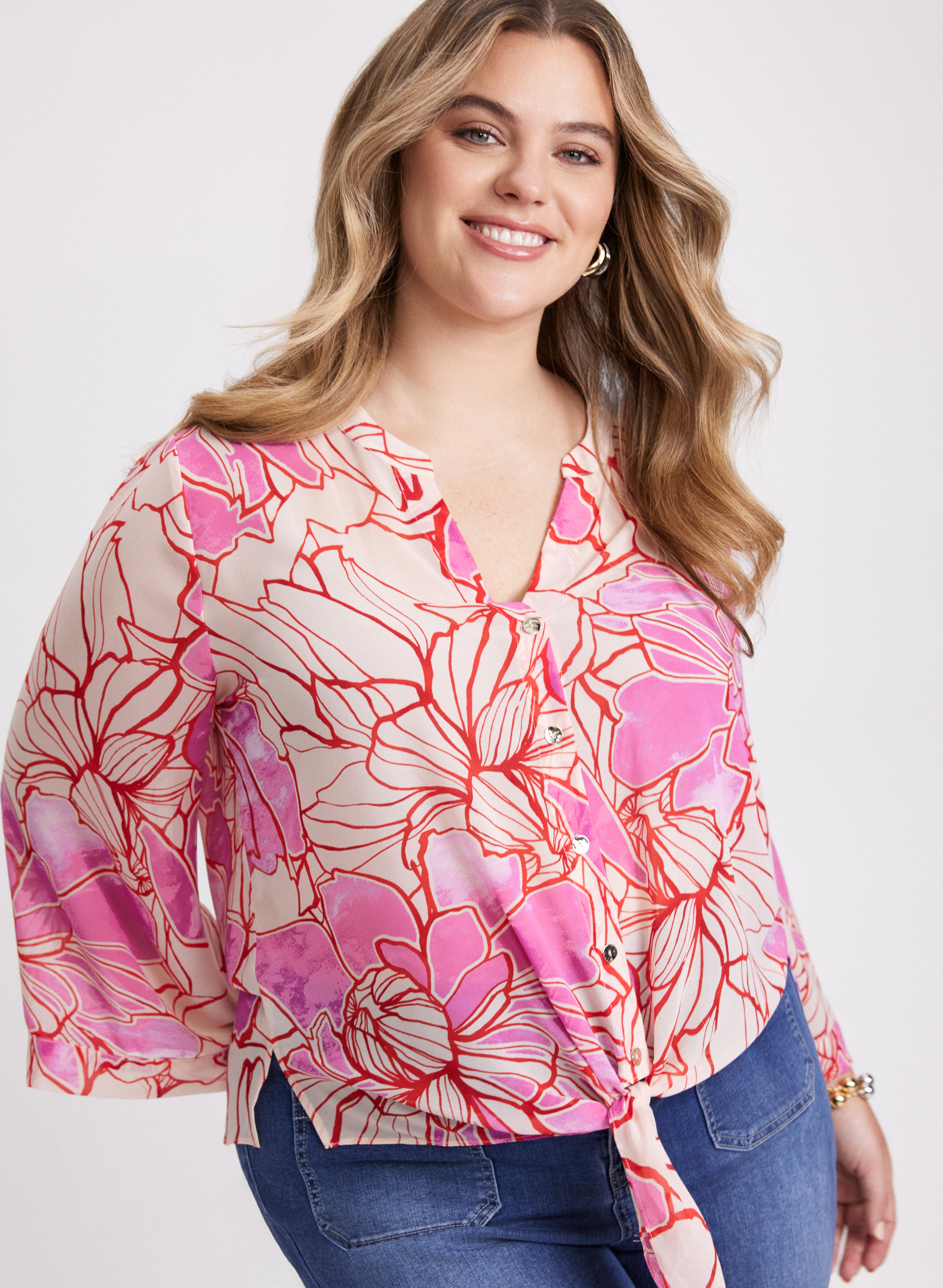 Floral Print Blouse for Women - Elegant Flowy Summer Tops - Perfect for Office, Date Night & Casual Outings