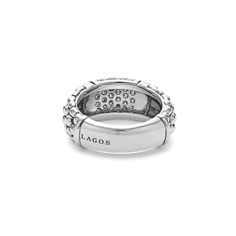 Luxury Caviar Diamond Ring for Women - 14K White Gold Elegant Wedding Band - Perfect for Engagement, Anniversary & Special Occasions