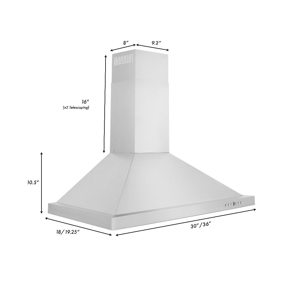ZLINE 36 Inch Stainless Steel Kitchen Package - Dual Fuel Range, Range Hood, Microwave Drawer & Tall Tub Dishwasher (4KP RARH36 MWDWV) | Perfect for Modern Home Chefs & Open Concept Kitchens