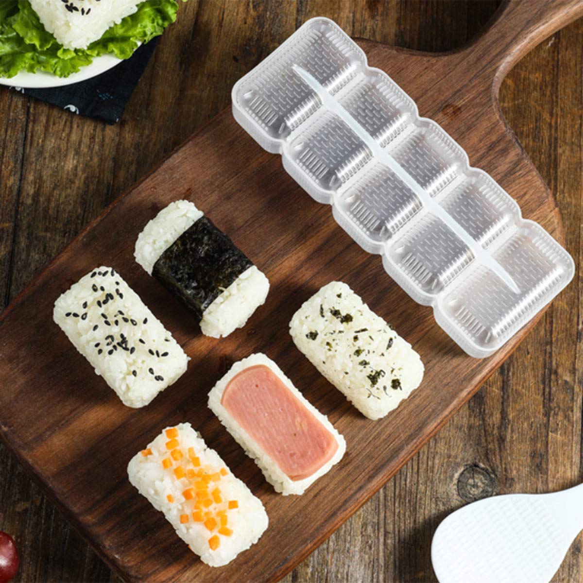 DIY Sushi Molds & Rice Ball Maker Kit - Includes Sushi Rice Shape Press, Rice Ball Shaker with Paddle - Perfect for Homemade Sushi, Onigiri & Bento Box Lunch Prep