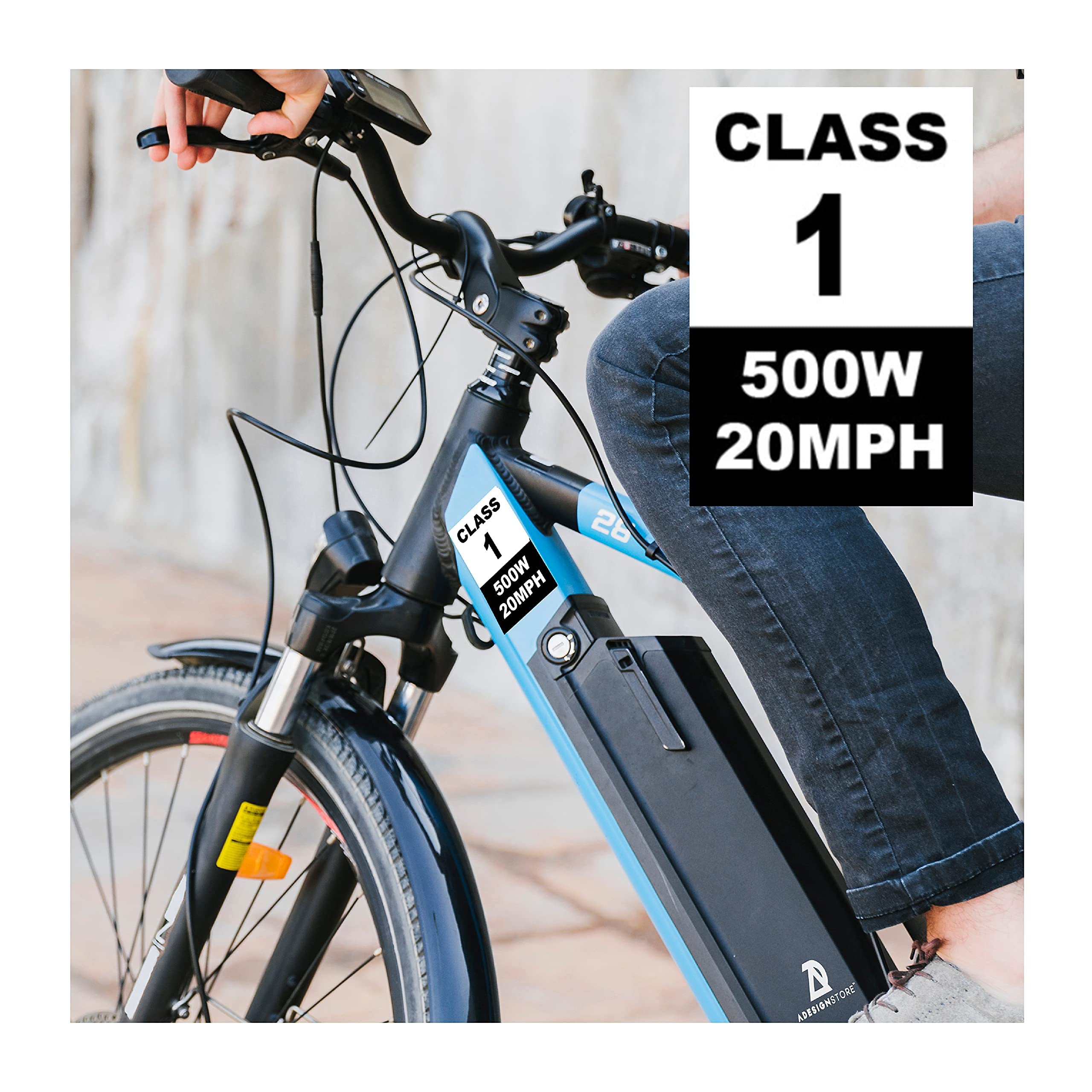 500W 20MPH Weatherproof Electric Bike Frame Identification Stickers - Class 1 E-Bike Vinyl Decals Set with 4 Removable Stickers for Electric Bicycle Number Marking - Perfect for E-Bike Registration, Commuting & Off-Road Cycling