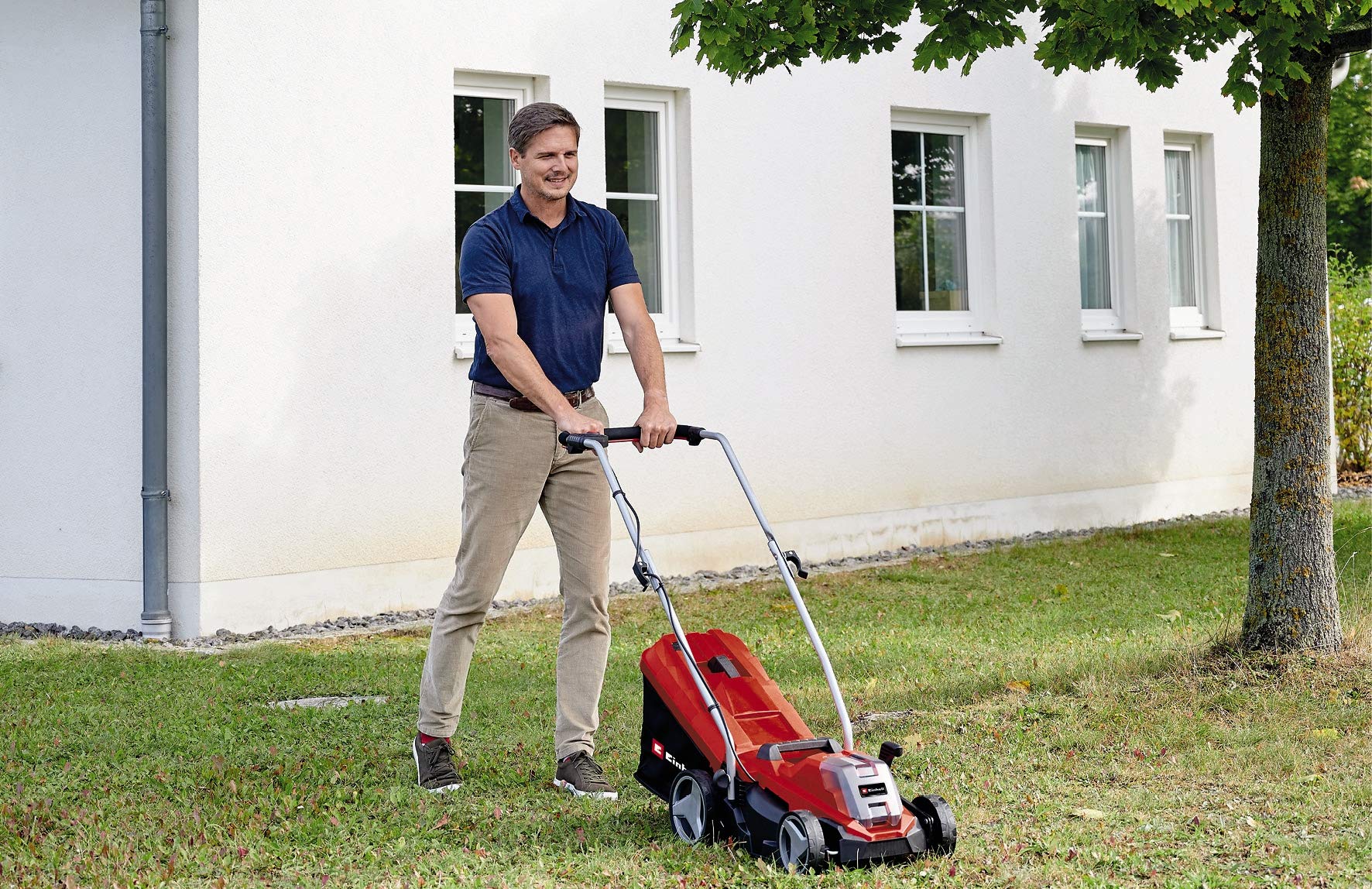 Einhell Power X-Change 18/33 Cordless Lawn Mower - 18V Brushless Motor, 33cm Cutting Width, 30L Grass Box, 5 Adjustable Heights - GE-CM 18/33 Li Solo Battery Lawn Mower (Battery Not Included) - Perfect for Small to Medium Yards, Patio Lawns & Garden Maintenance