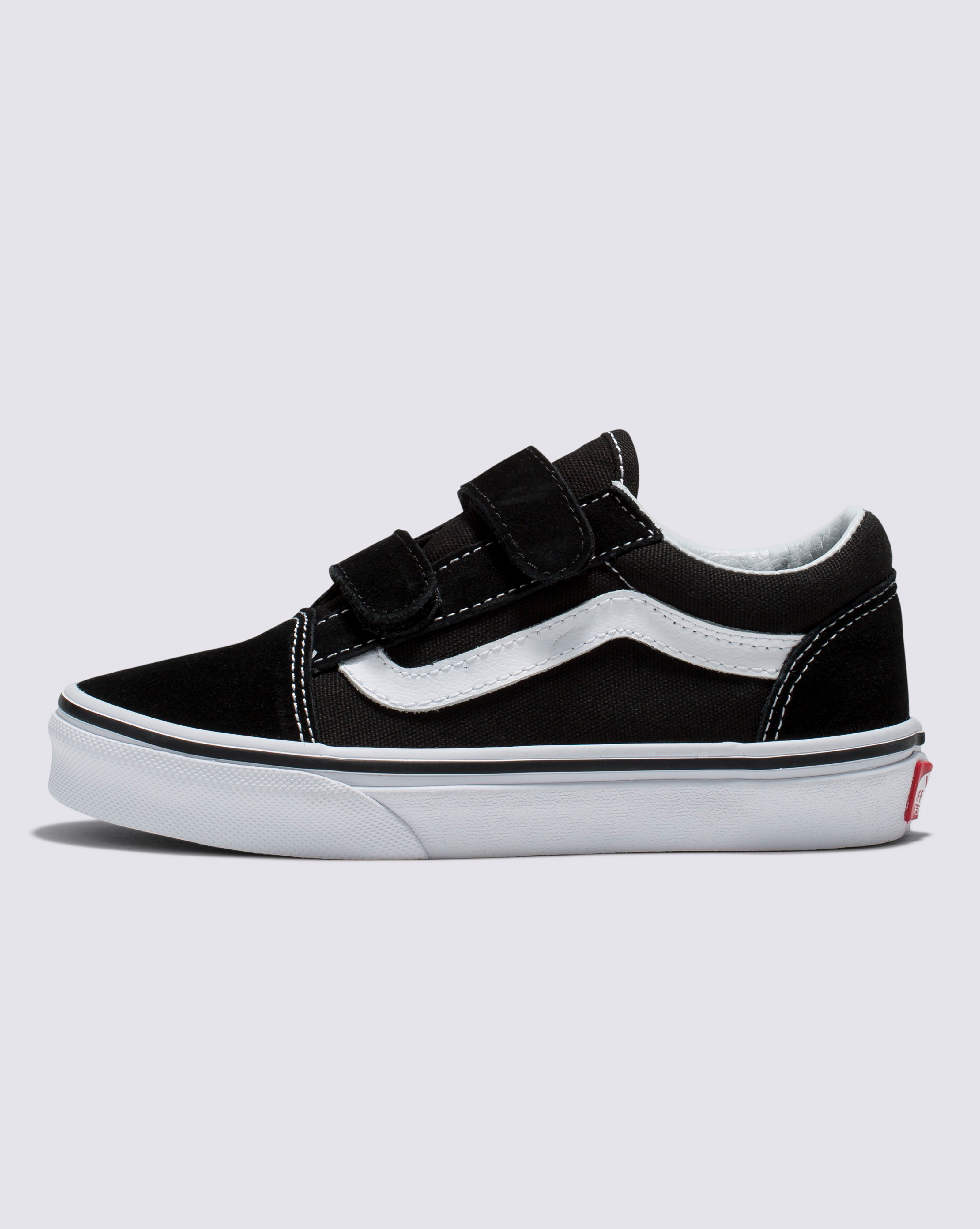Vans Old Skool Youth Velcro Sneakers - Black & White Skate Shoes for Boys & Girls | Comfortable & Stylish for School, Sports & Casual Wear