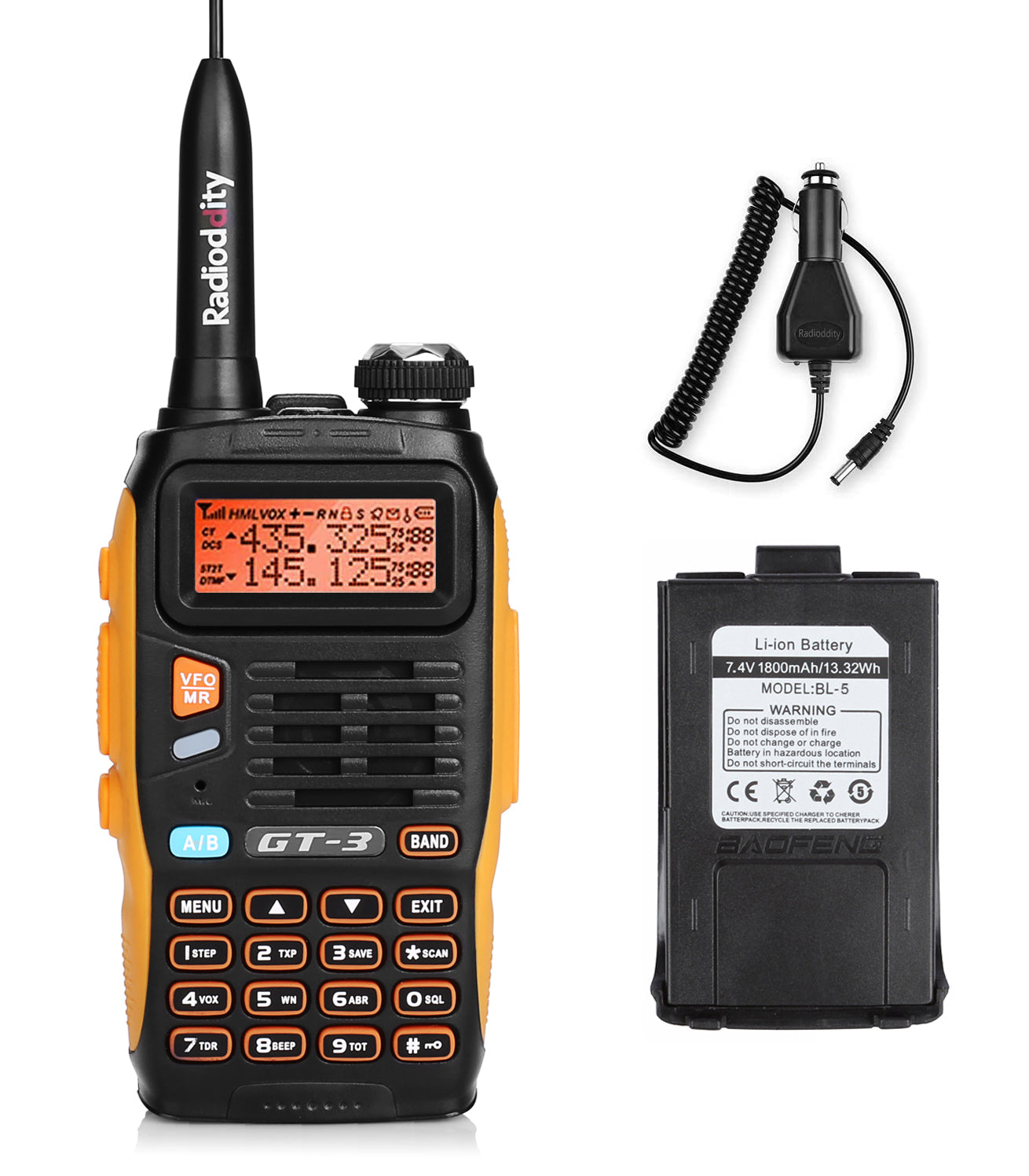 Baofeng GT-3 Mark II Dual Band 5W Two Way Radio with High Gain Antenna, VOX, Flashlight & Rechargeable Battery - Ideal for Outdoor Adventures, Emergency Communication & Hiking