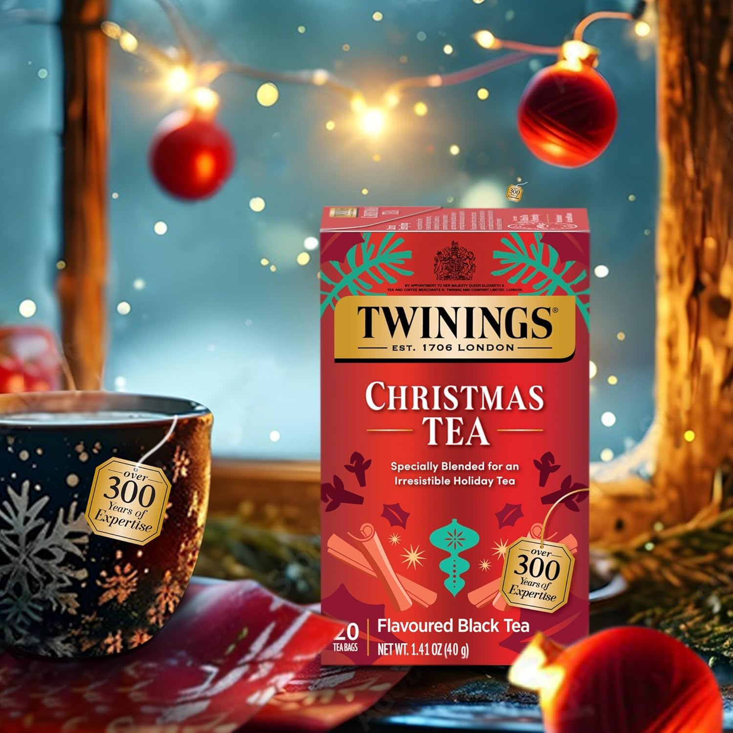 Twinings Holiday Sweet & Spicy Tea Variety 2-Pack - Caffeinated Christmas Black Tea & Caffeine-Free Winter Spice Herbal Tea | 40 Tea Bags Total (20 Each) | Perfect Christmas Gift & Cozy Winter Beverage for Family Gatherings, Office Parties & Relaxing Evenings by the Fireplace