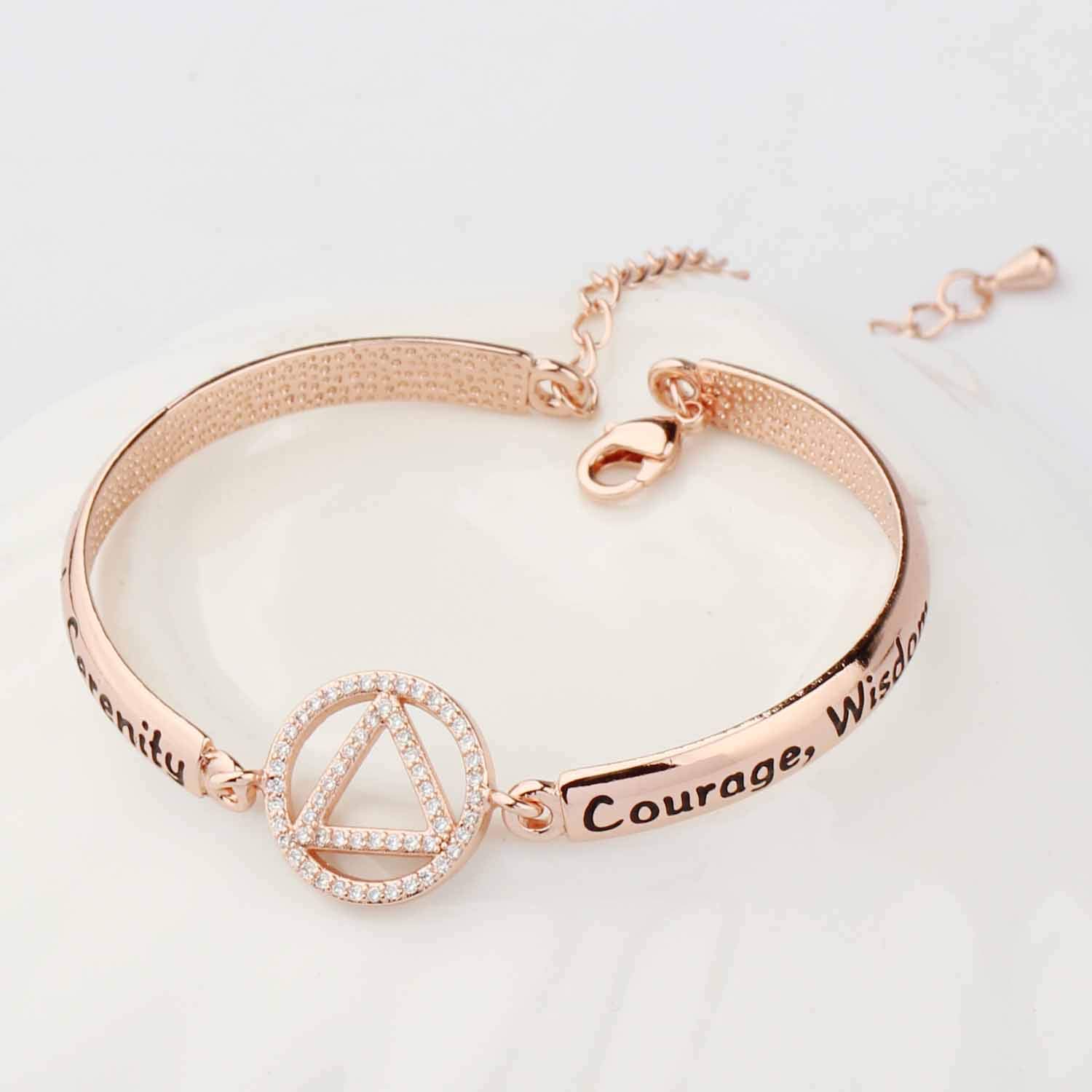 BNQL Serenity Prayer AA Recovery Bracelet - Inspirational Sobriety Gift with Courage & Wisdom Message - Perfect for 12-Step Meetings, Addiction Recovery & Spiritual Support