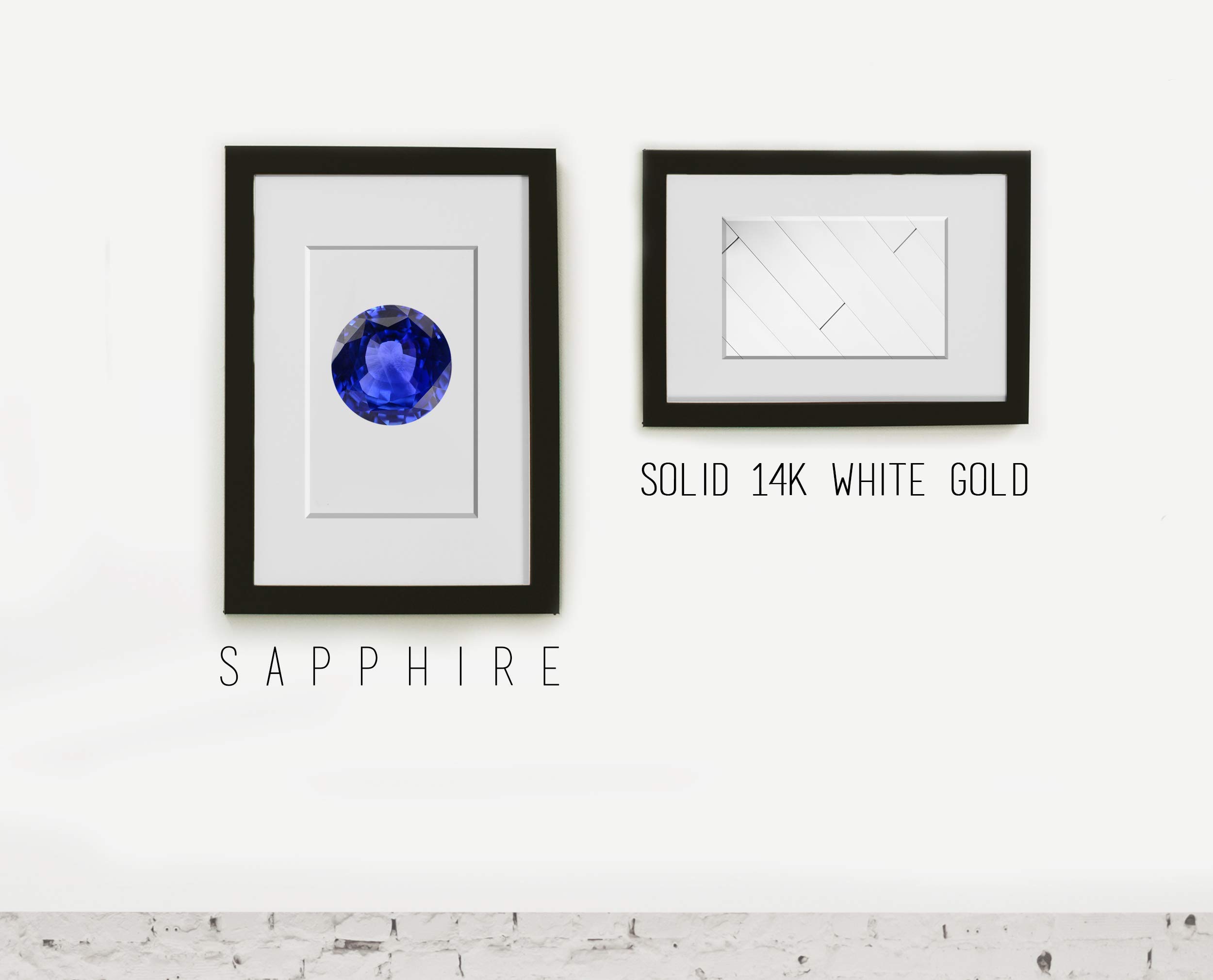 Majade 14K White Gold Blue Sapphire Ring – September Birthstone, Unique Alternative Engagement & Wedding Band – Perfect for Proposals, Anniversaries, and Special Occasions