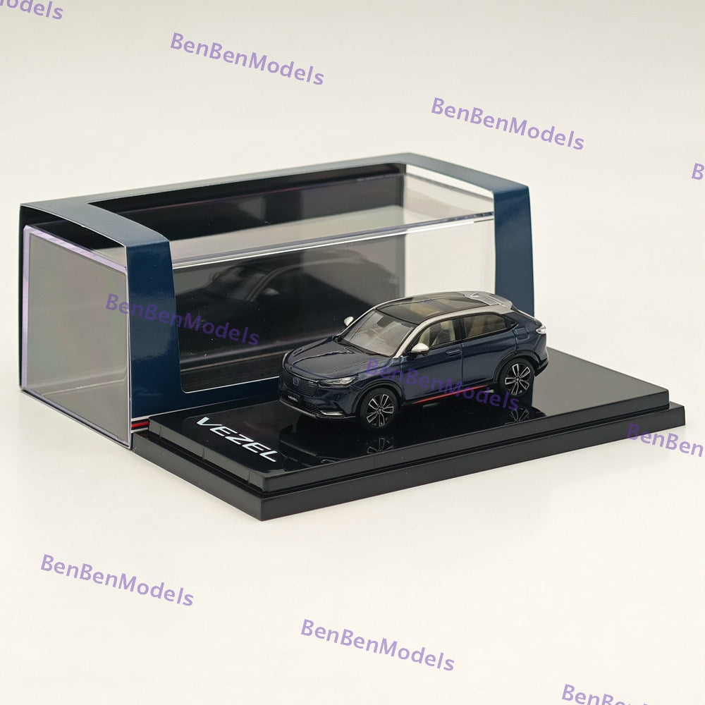 1/64 Scale Hobby Japan VEZEL e:HEV PLaY Midnight Blue Beam Metallic Diecast Car Model HJ642071BL - Perfect for Collectors, Display & Racing Scenes
