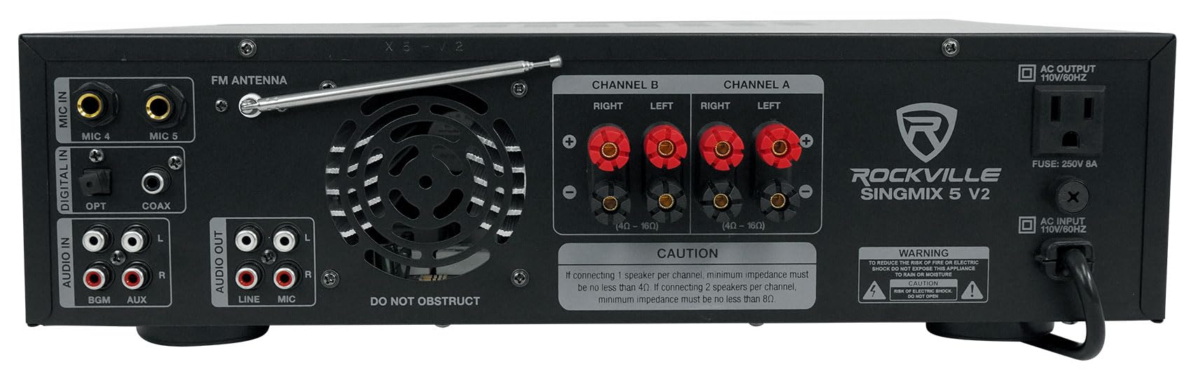 Rockville SingMix 5 2000W Bluetooth Home Theater Receiver with Echo & Mic Inputs - Perfect for Karaoke, Parties & Home Entertainment Systems