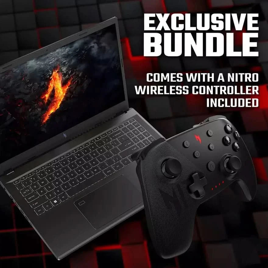 Acer Nitro V15 Gaming Laptop Bundle with Wireless Controller - Intel Core i5-13420H, NVIDIA RTX 3050, 8GB RAM, 512GB SSD, 15.6
