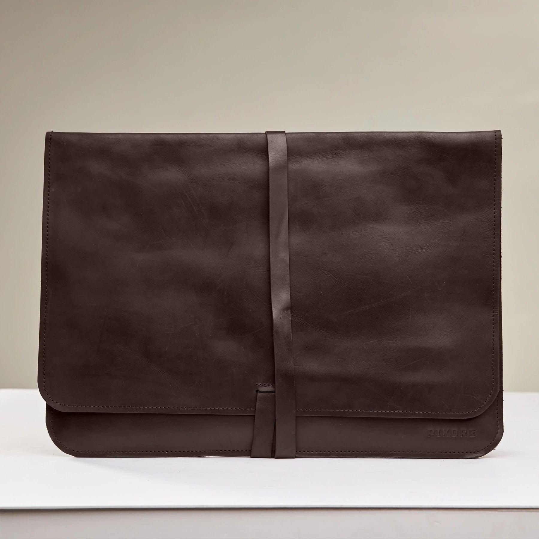Premium Genuine Leather MacBook Sleeve Case with Secure Tie Closure - Perfect for 13-inch MacBook Air/Pro Protection at Work, School & Travel
